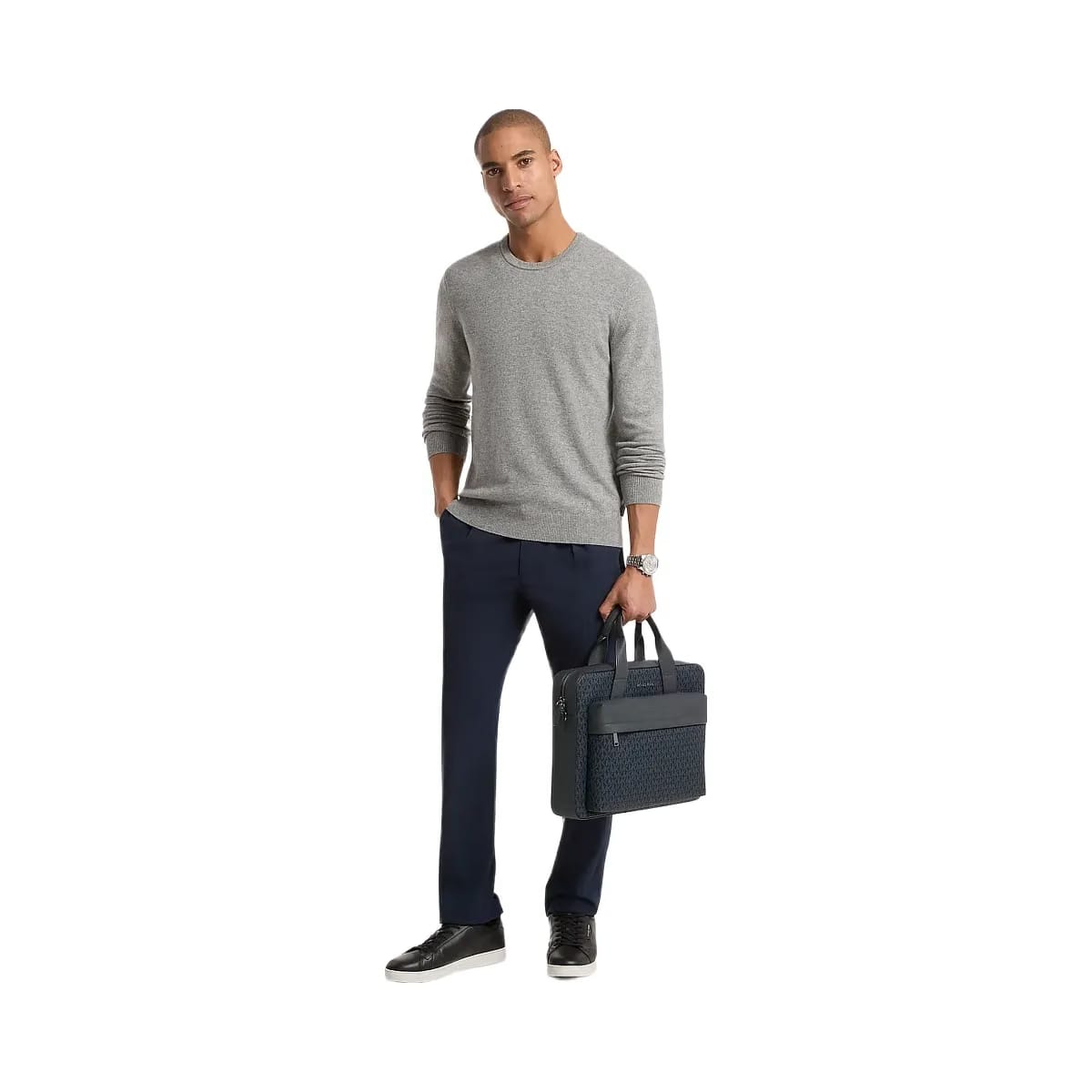 Michael Kors Pacey Medium Signature Logo Pocket Briefcase Admrl - Plblue