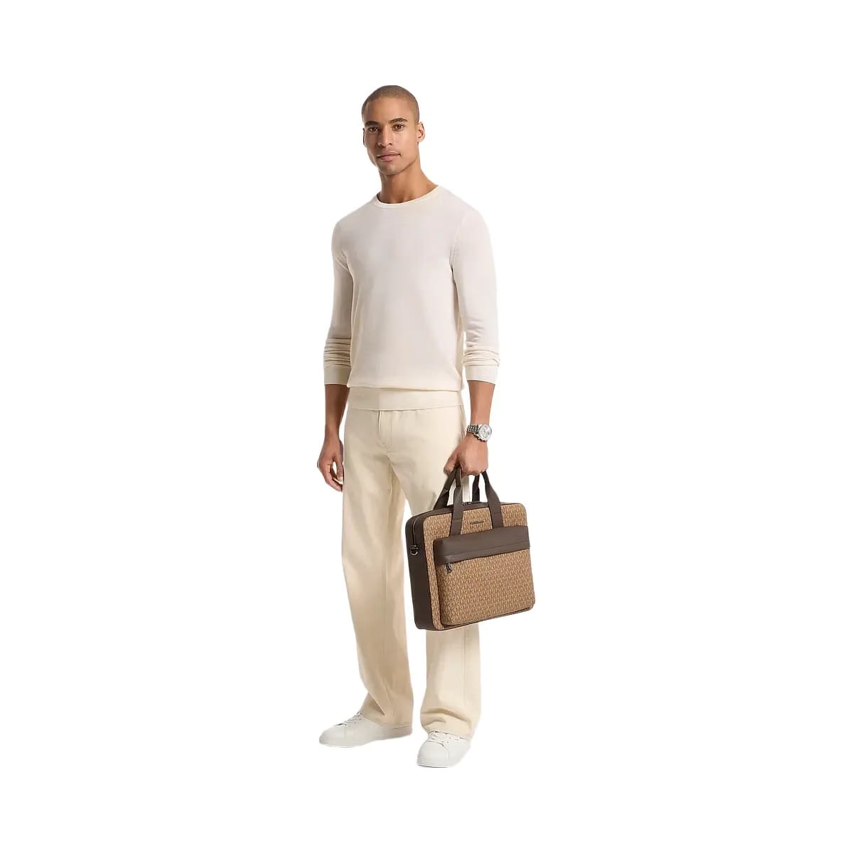 Michael Kors Pacey Medium Signature Logo Pocket Briefcase Camel