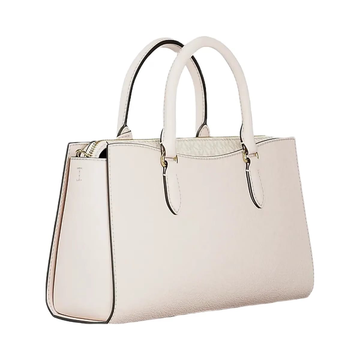 Michael Kors Arden Medium Leather Top - Zip Satchel Lt Cream