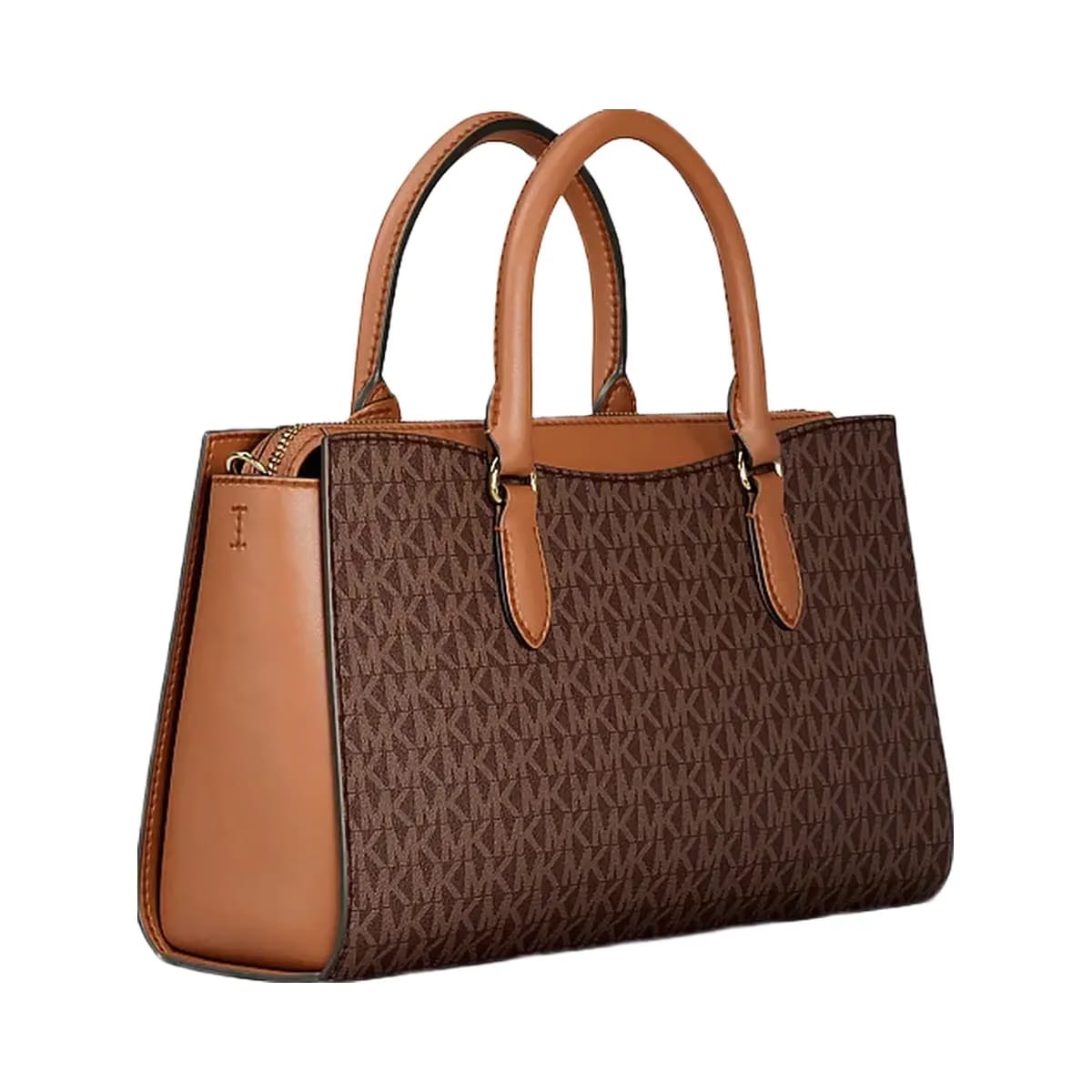 Michael Kors Arden Medium Signature Logo Top - Zip Satchel Brown