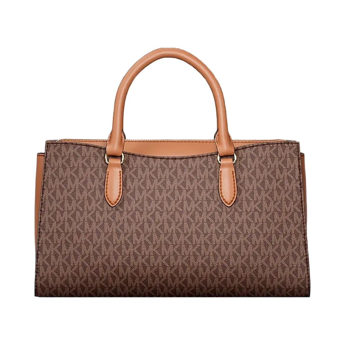Michael Kors Arden Medium Signature Logo Top - Zip Satchel Brown