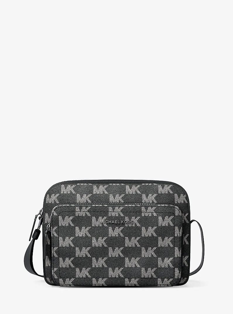Michael Kors Cooper Logo Jacquard Denim Flight Bag Black Wash