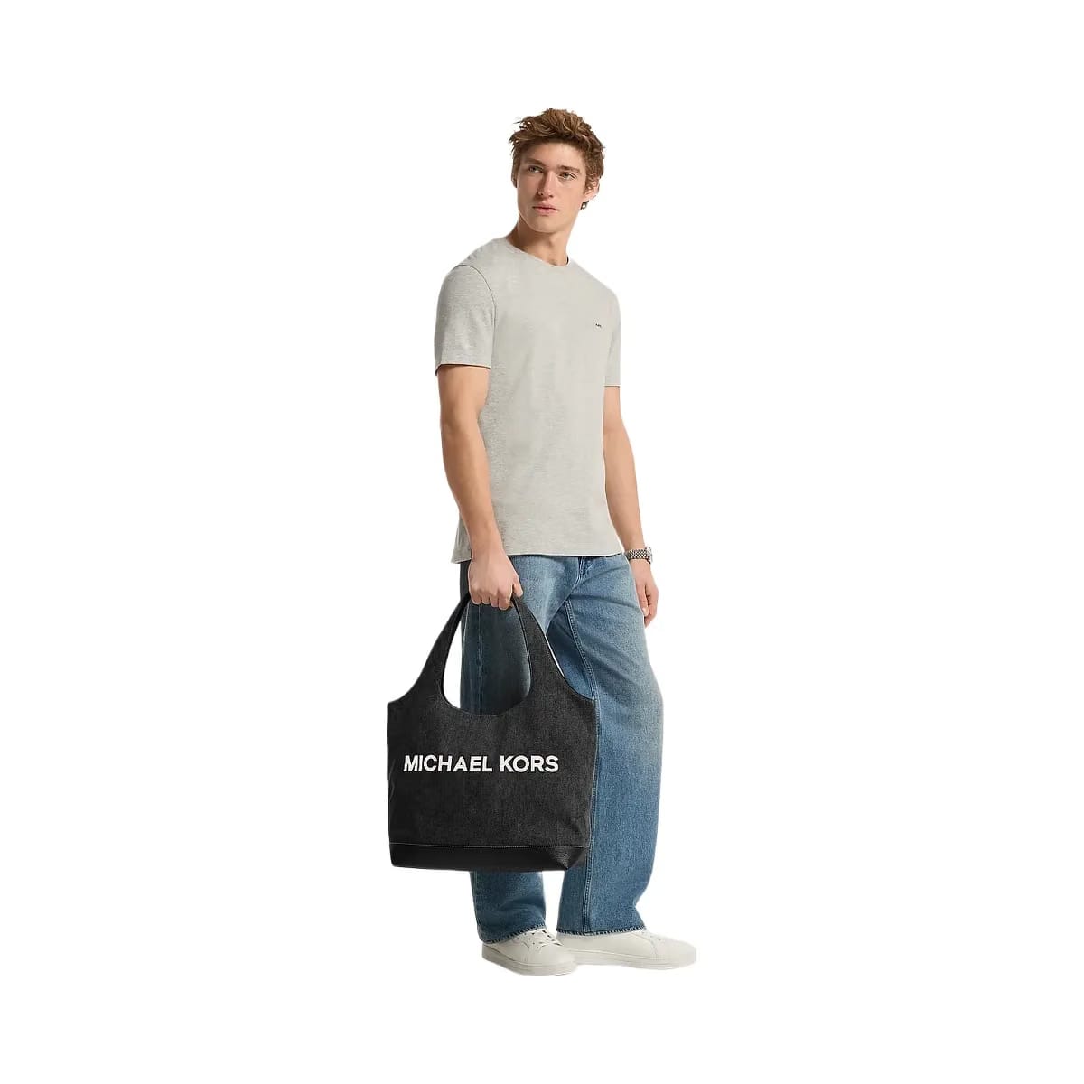 Michael Kors Cooper Medium Denim Tote Bag Black Wash