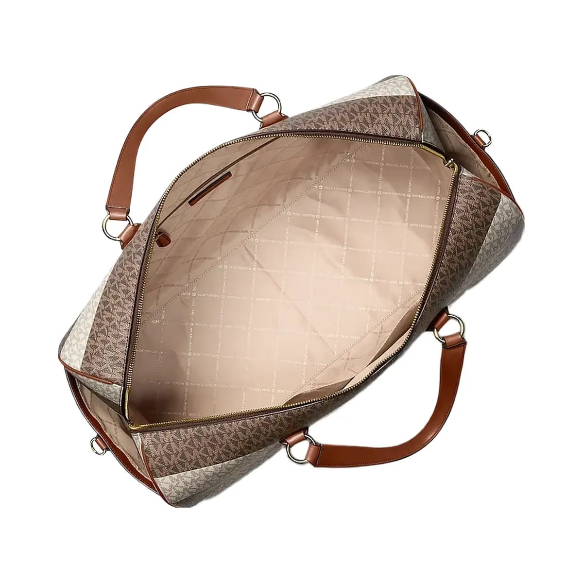 Michael Kors Grayson Extra - Large Striped Signature Logo Weekender Bag Vanilla - Luggage