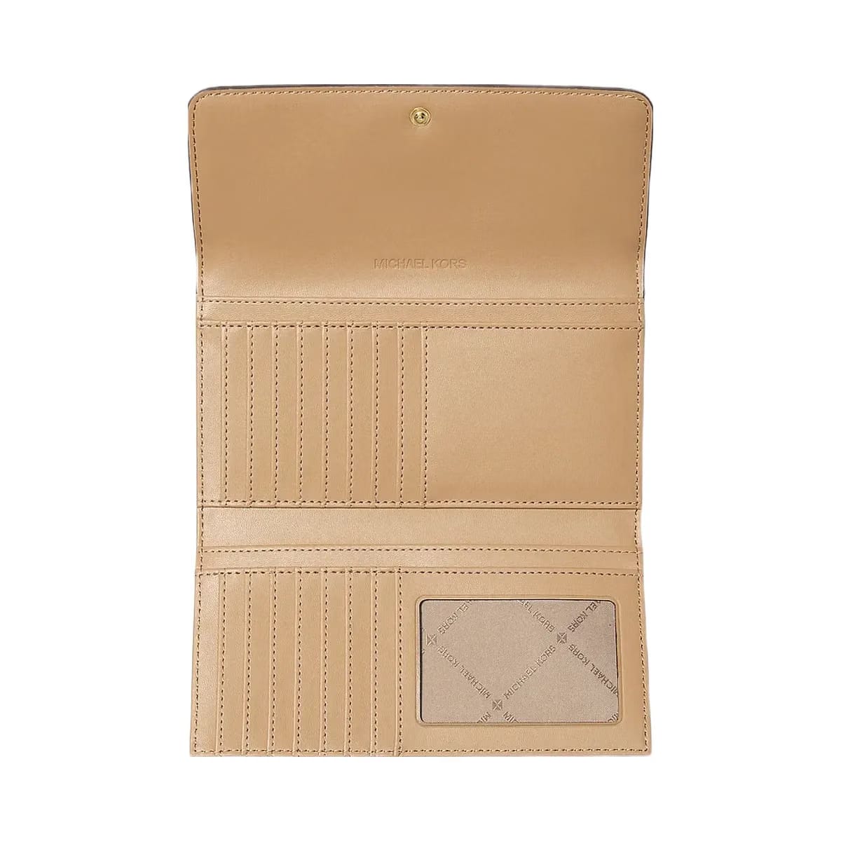 Michael Kors Jet Set Large Signature Logo Tri - Fold Wallet Honeywheat Multi