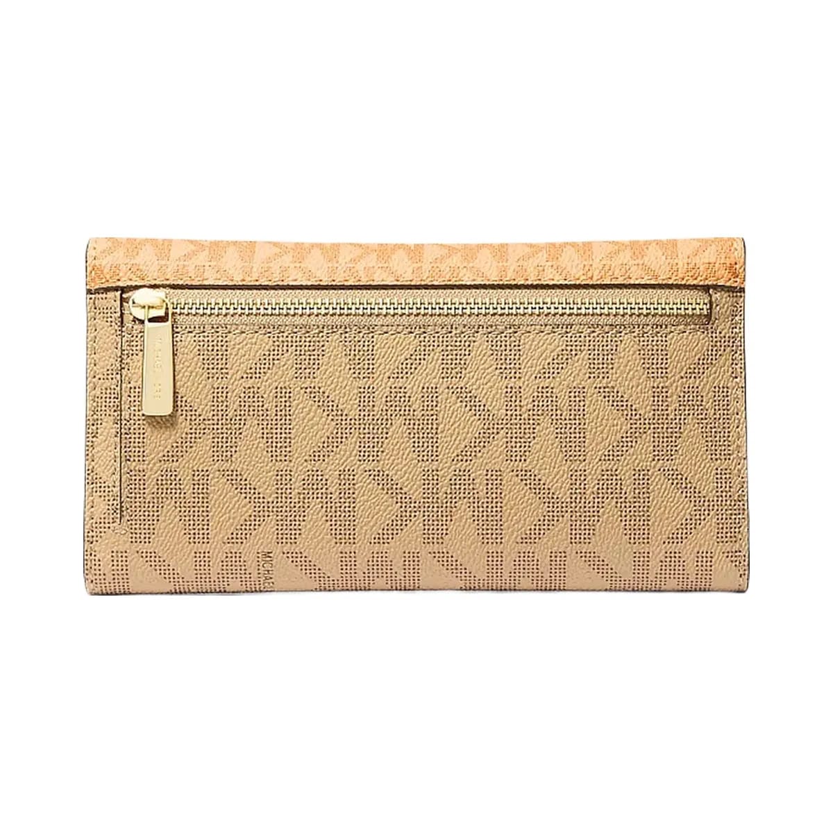 Michael Kors Jet Set Large Signature Logo Tri - Fold Wallet Honeywheat Multi