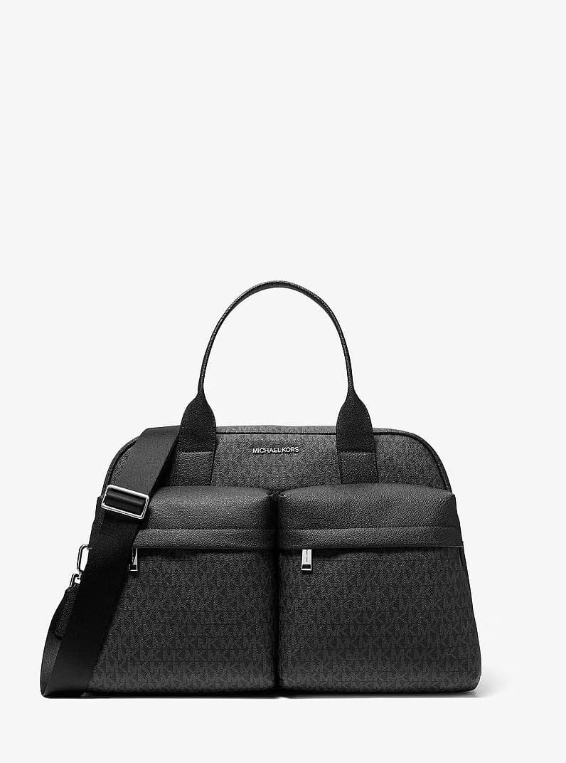 Michael Kors Pacey Medium Signature Logo Bowling Bag Black