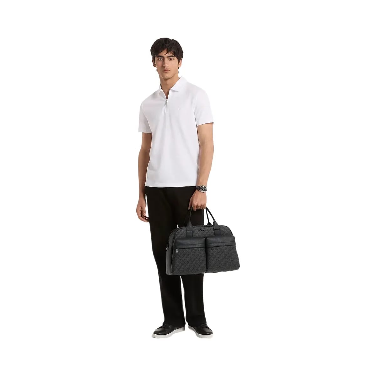 Michael Kors Pacey Medium Signature Logo Bowling Bag Black