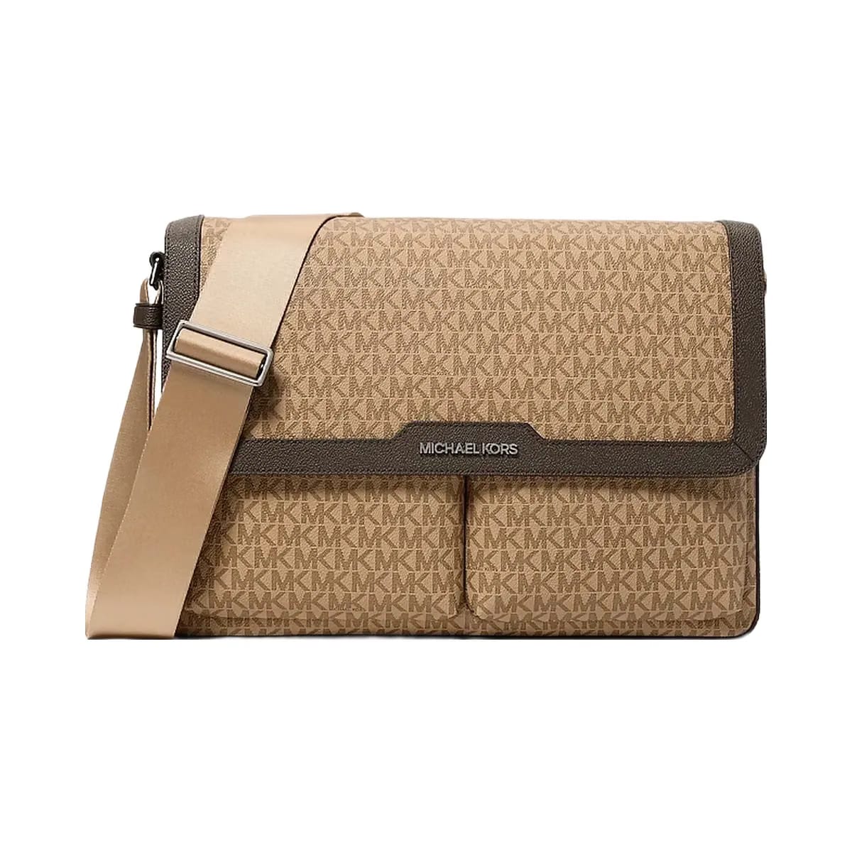 Michael Kors Pacey Medium Signature Logo Messenger Bag Camel