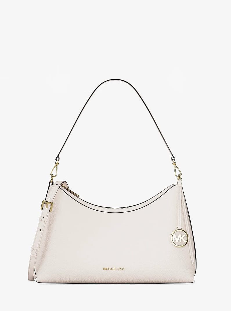 Michael Kors Sammy Medium Pebbled Leather Convertible Shoulder Bag Lt Cream