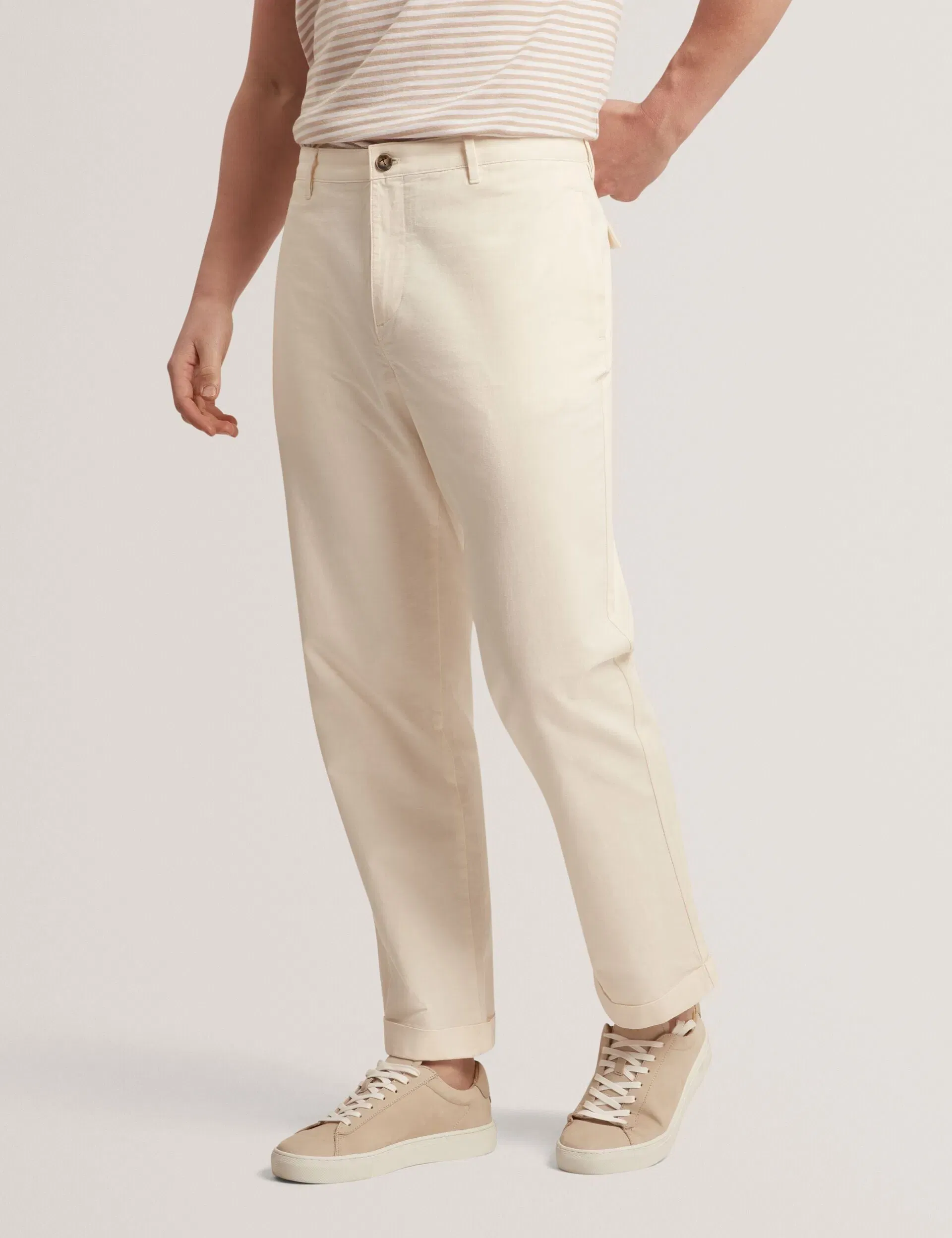 Ted Baker Ciandra Straight Fit Cotton Linen Twill Trousers