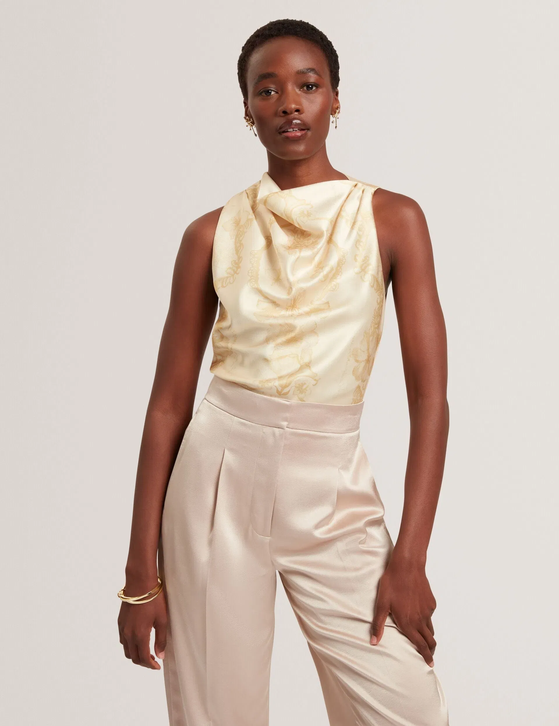 Ted Baker Cobla Lace Print Drape Neck Sleeveless Top Women's
