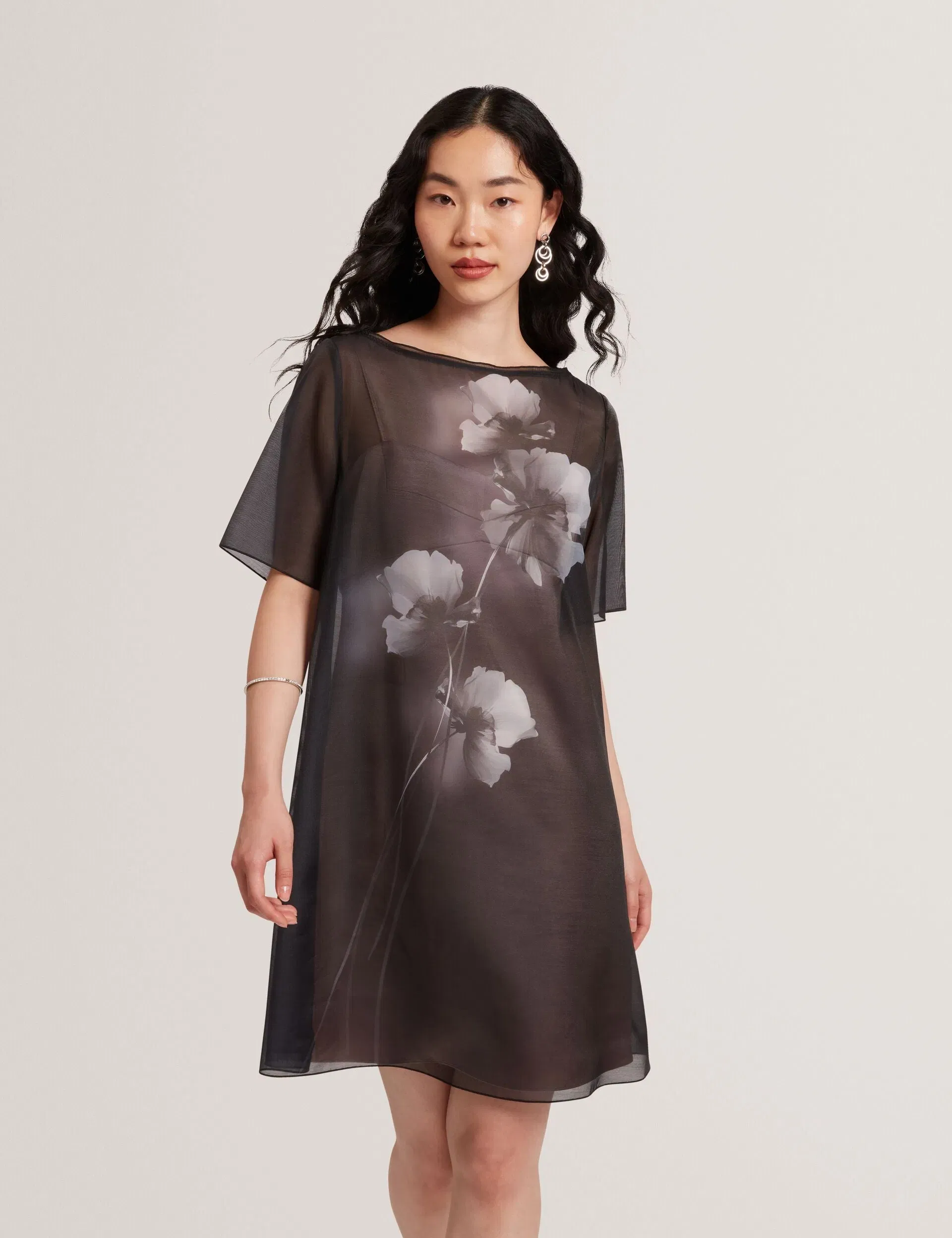 Ted Baker Fallyn Floral Graphic Organza Mini T-Shirt Dress Women's