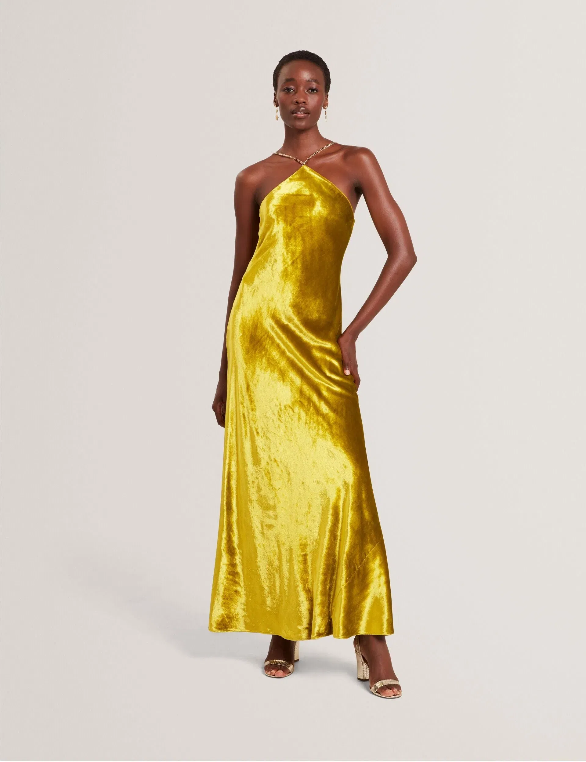Ted Baker Jordya Velvet Halterneck Column Maxi Dress Women's