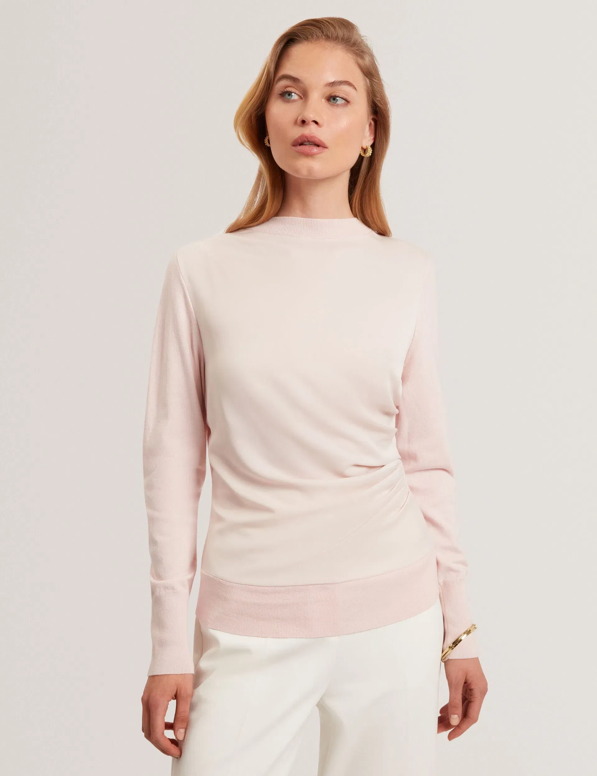 Ted Baker Leslay Draped Satin Front Fine Knit Top Women's