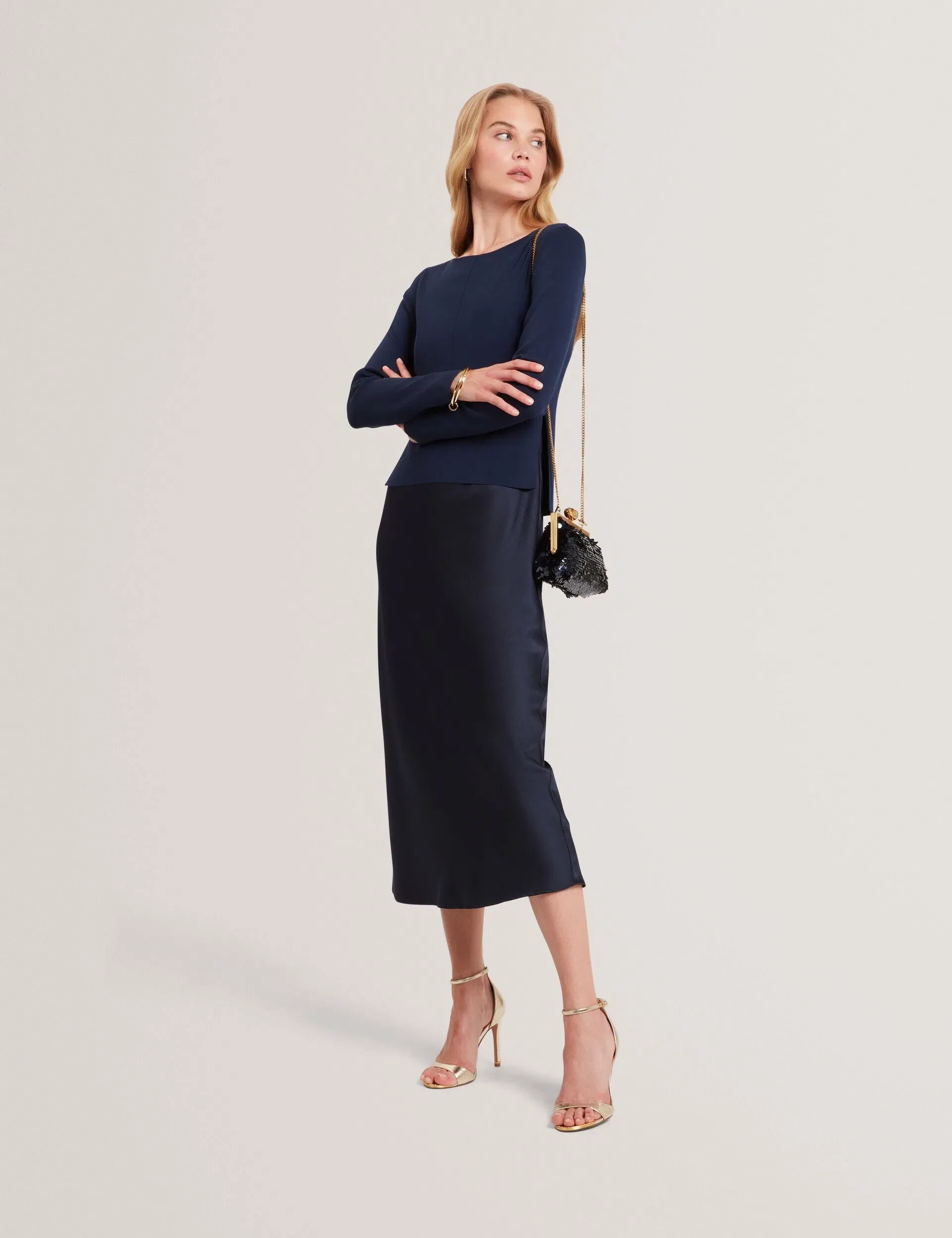 Ted Baker Machar 2In1 Satin Slip Dress With Knit Top Women's