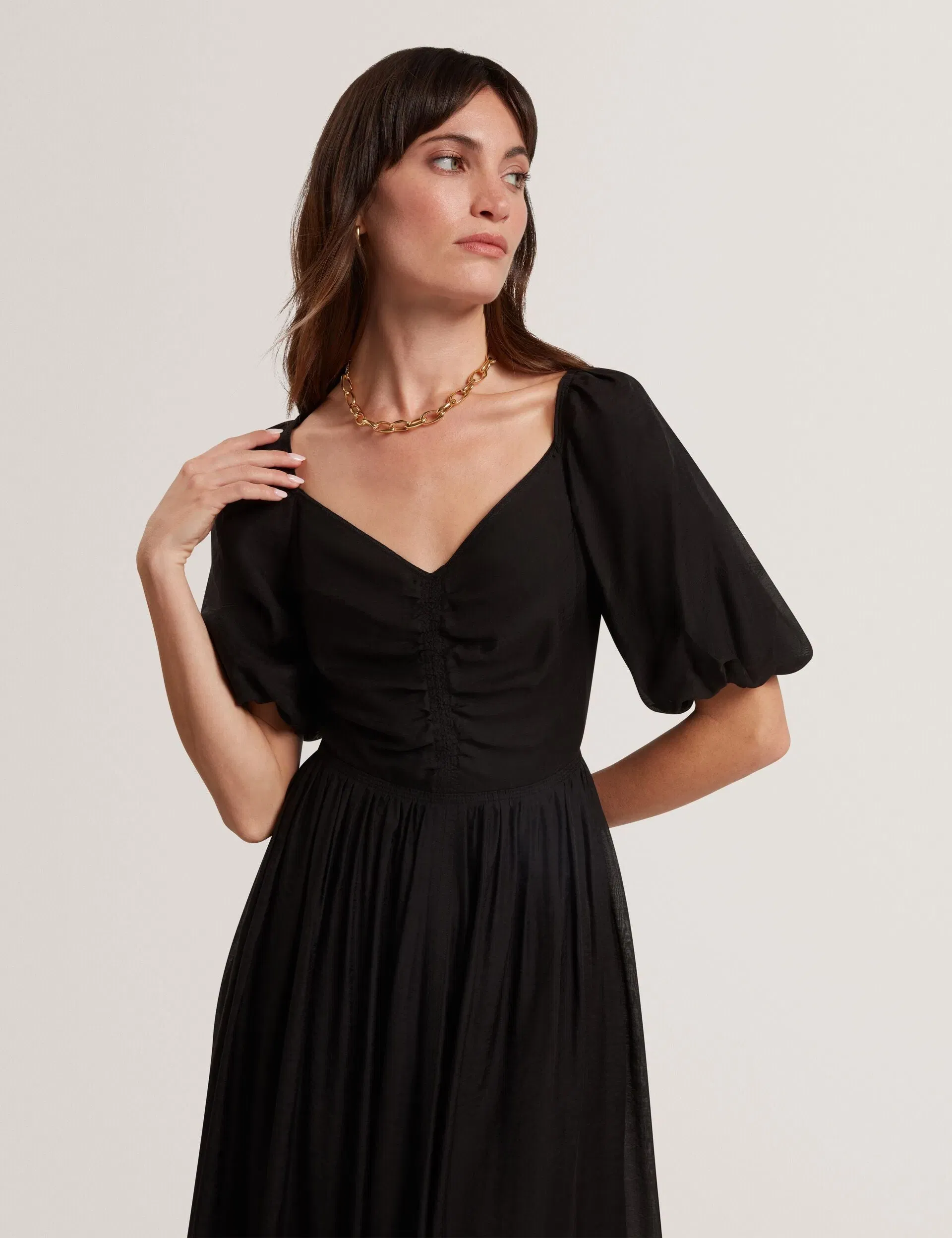 Ted Baker Orlaah Puff Sleeve Vneck Woven Midi Dress Women's