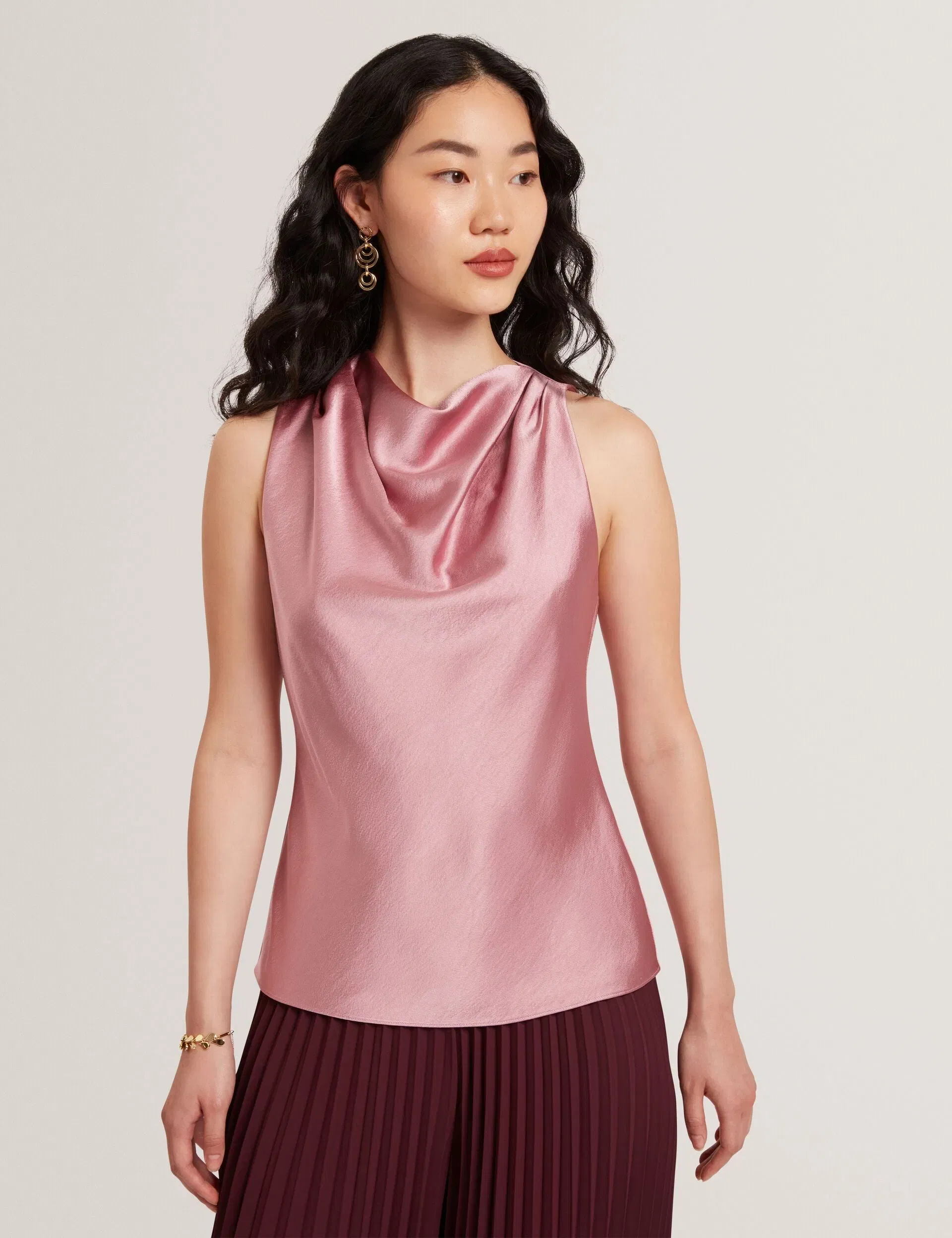 Ted Baker Zepha Satin High Cowl Neck Sleeveless Top Women's