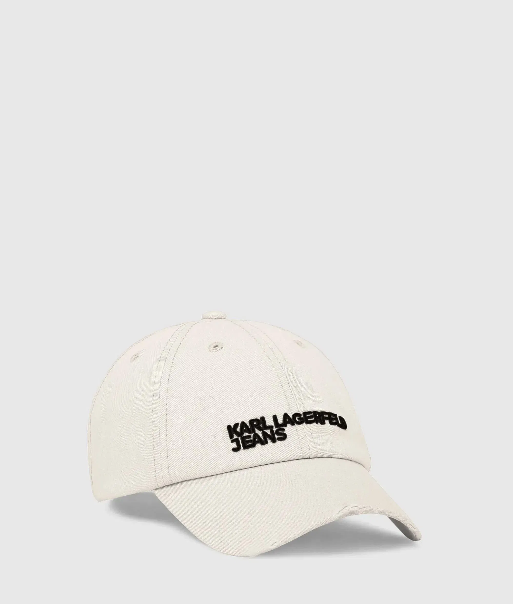 Karl Lagerfeld Distressed Logo Cap Vaporous Grey