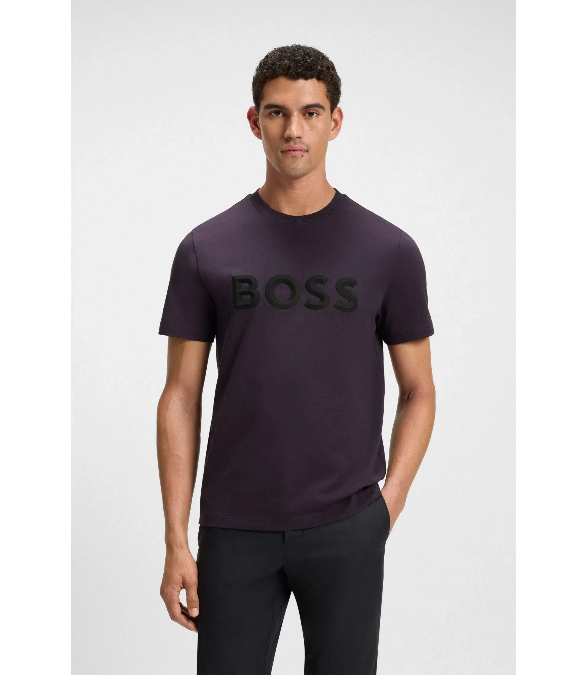 Boss 3D Logo T-Shirt In Cotton Jersey Purple