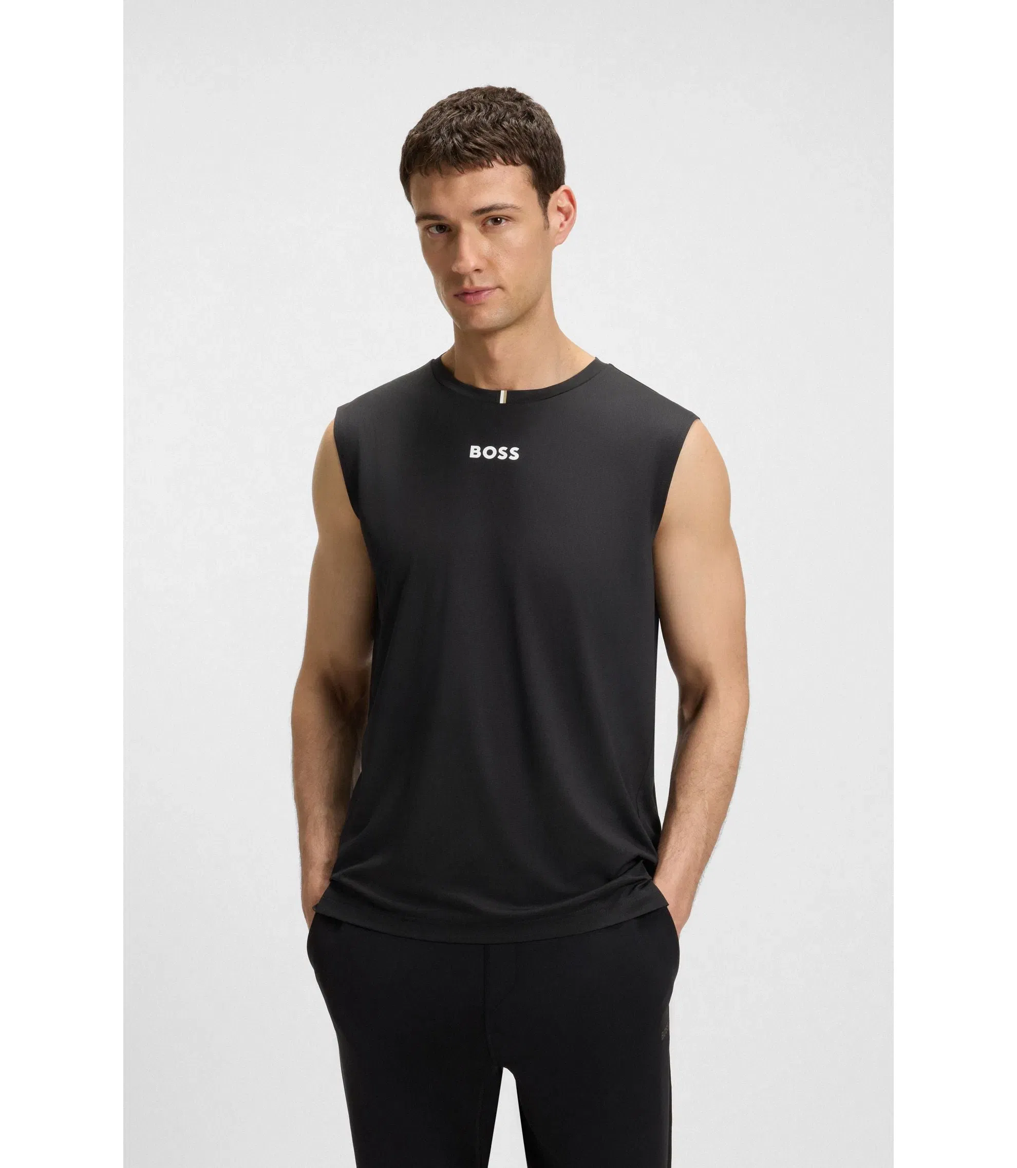 Boss Active Quick Dry Tank Top With Contrast Logo Black