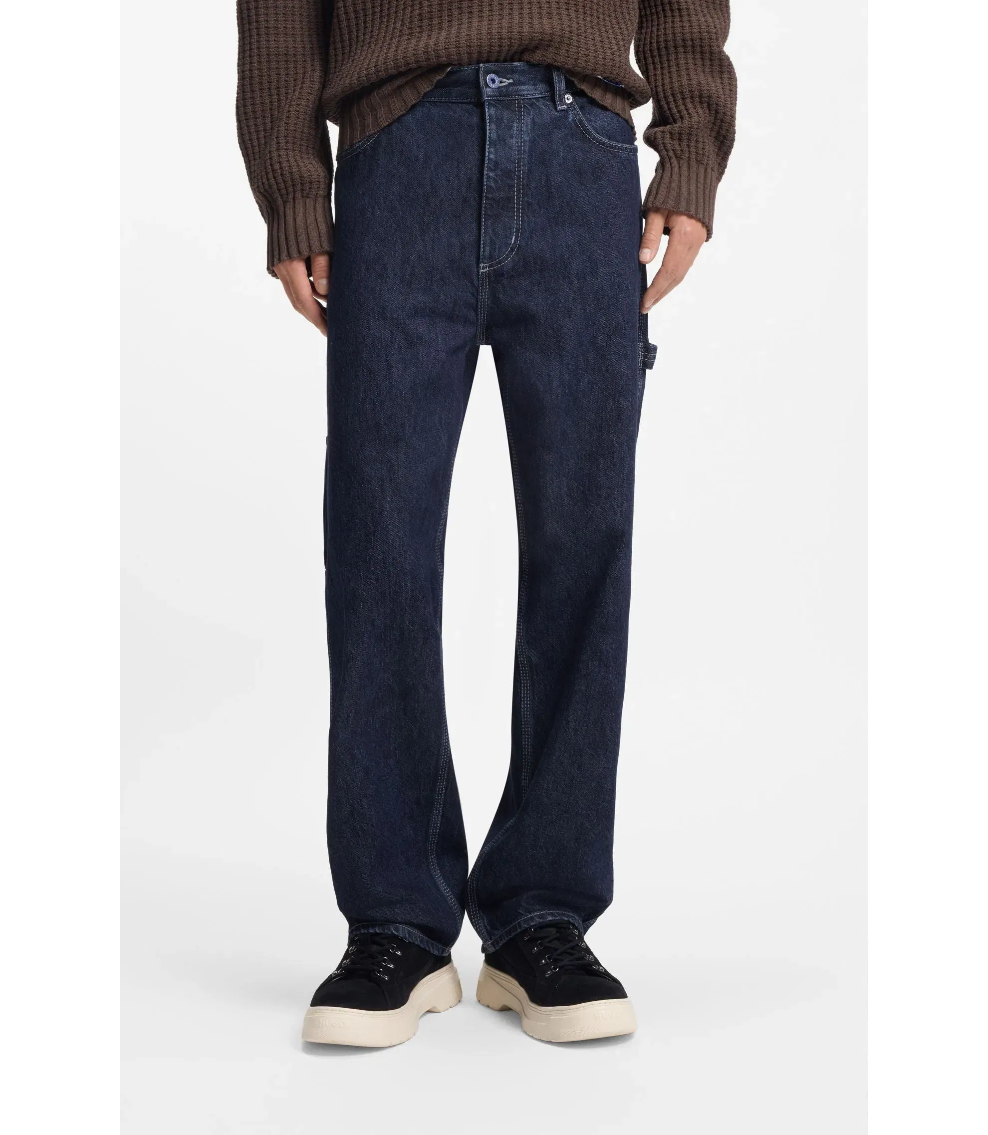 Hugo Baggy Fit Jeans In Dark Blue Denim Dark Blue