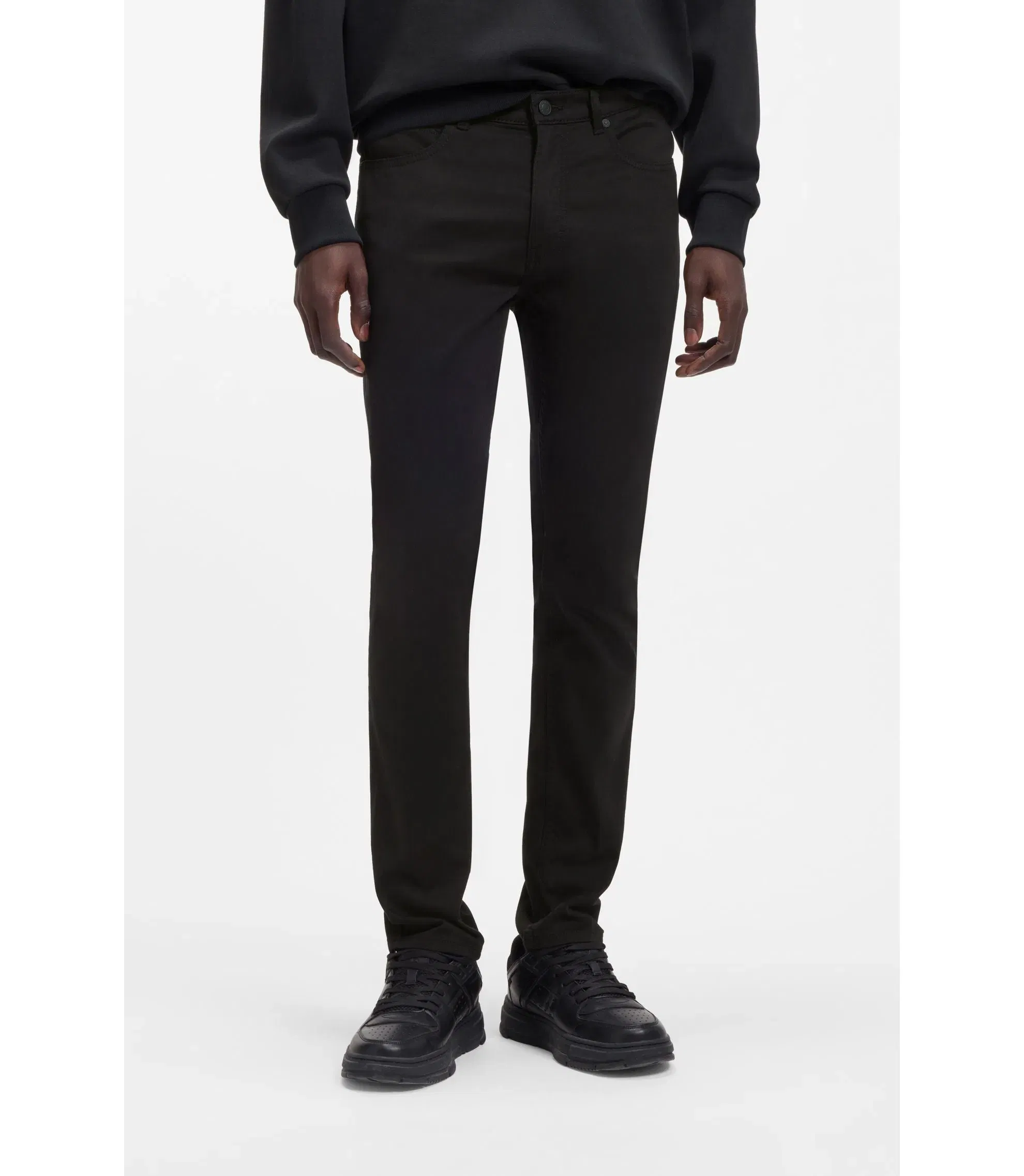 Hugo Black Extra Slim Fit Jeans In Satin Touch Denim Black