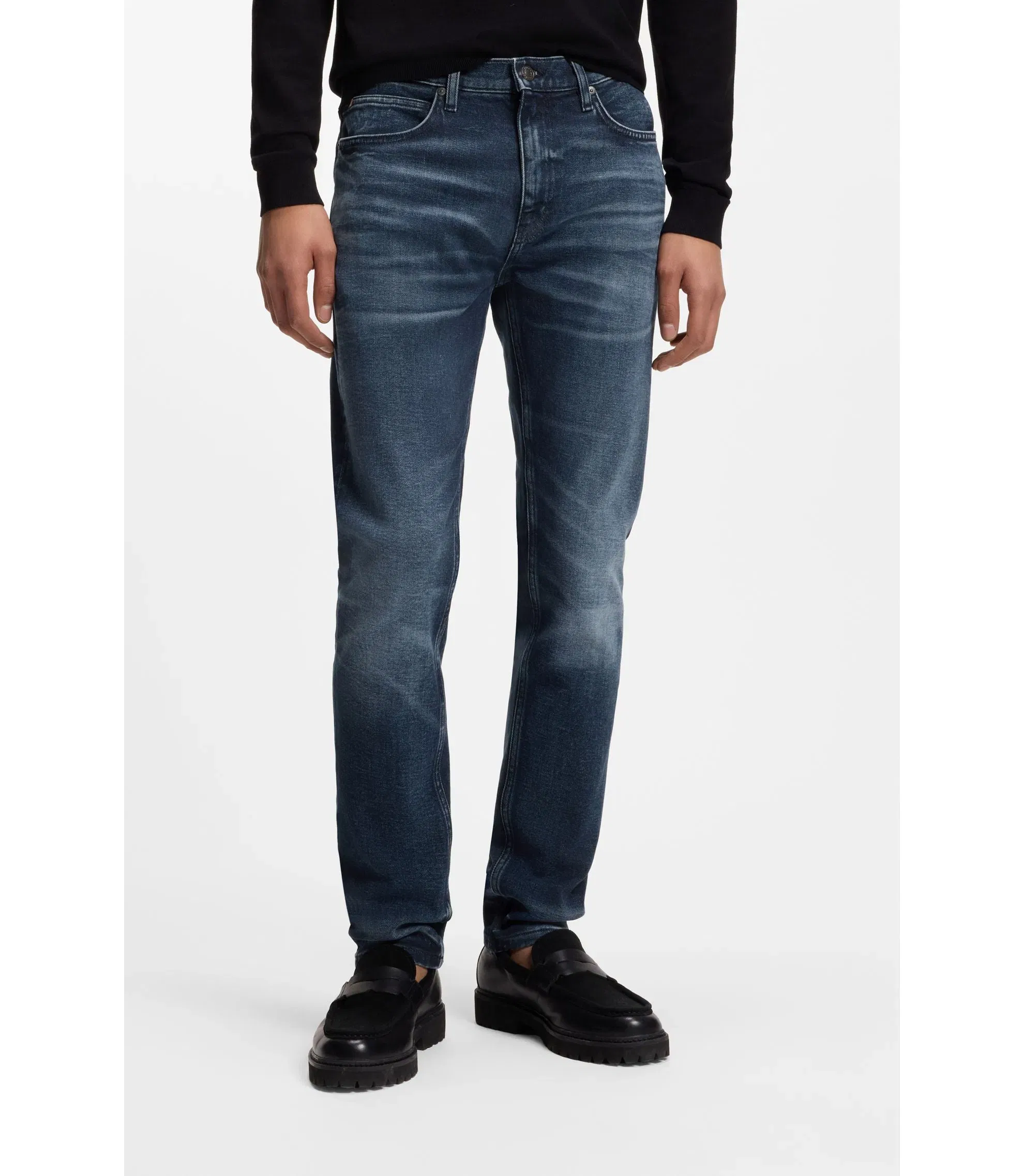 Hugo Blue Extra Slim Fit Jeans In Stretch Denim Dark Blue