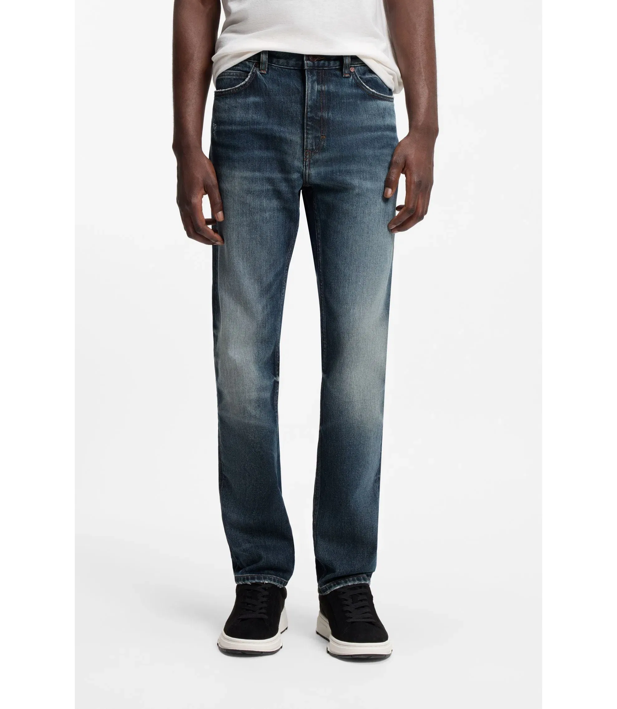 Hugo Blue Slim Fit Jeans In Comfort Stretch Denim Blue