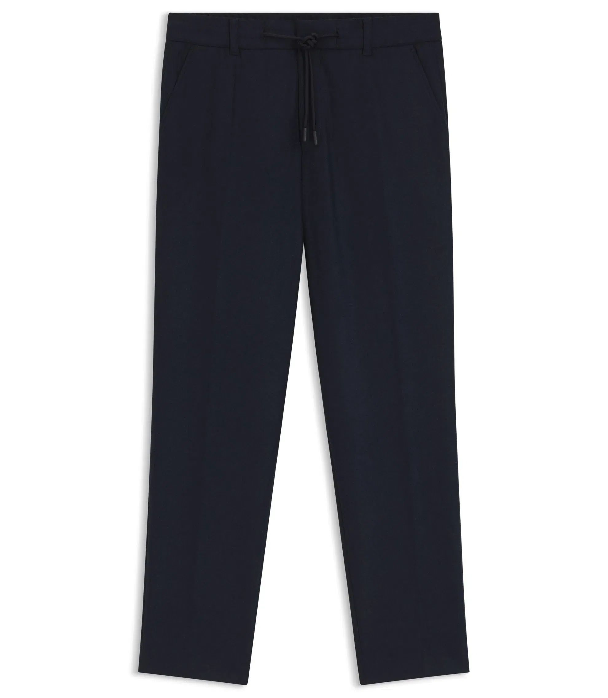Boss Brushed Tapered Fit Trousers In Stretch Flannel Dark Blue