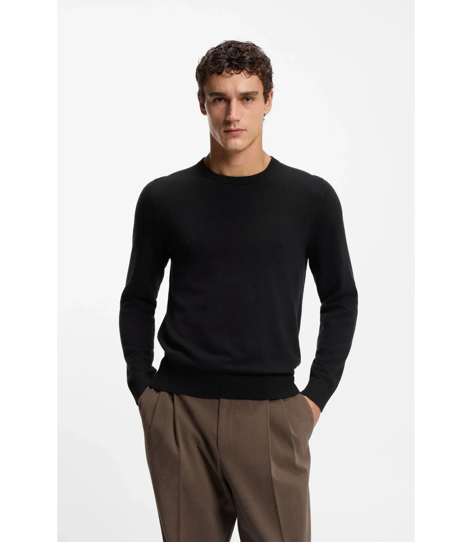 Boss Cashmere Sweater In A Regular Fit Black