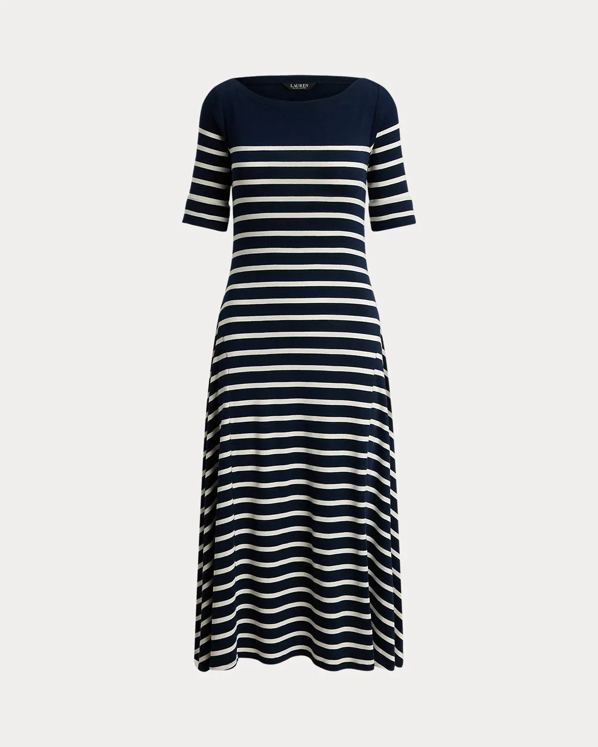 Ralph Lauren Striped Cotton RibKnit Midi Dress