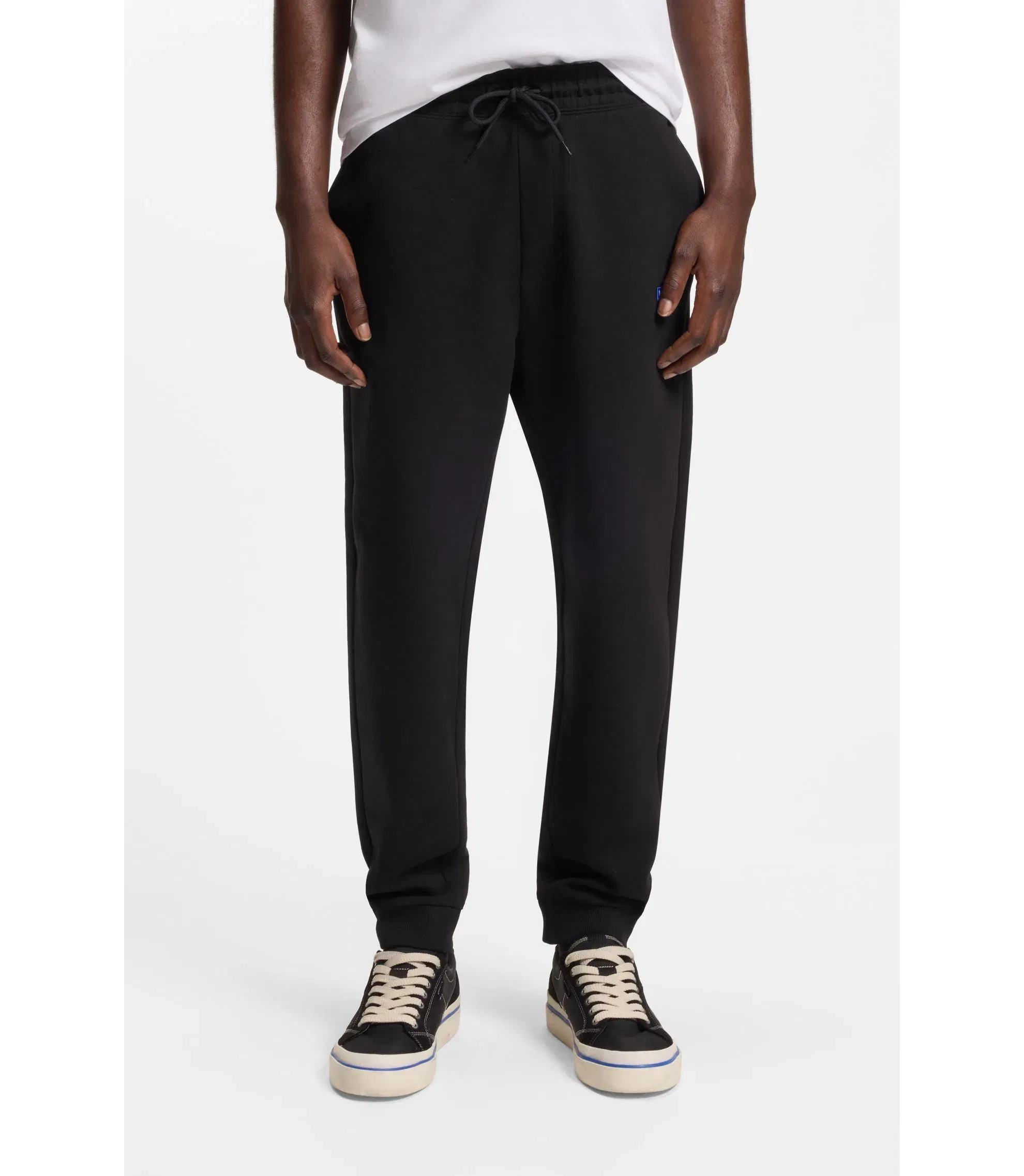 Hugo Cotton Terry Sweatpants With Logo Patch Black