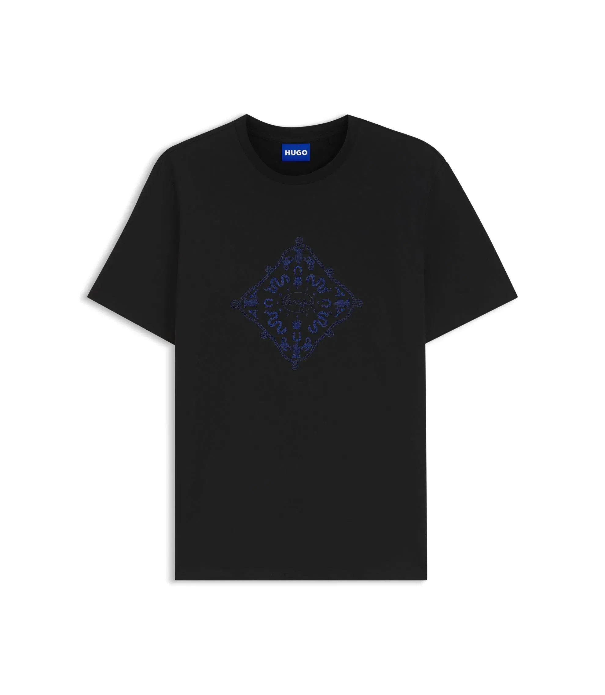Hugo Crew Neck T-Shirt In Breathable Cotton Black