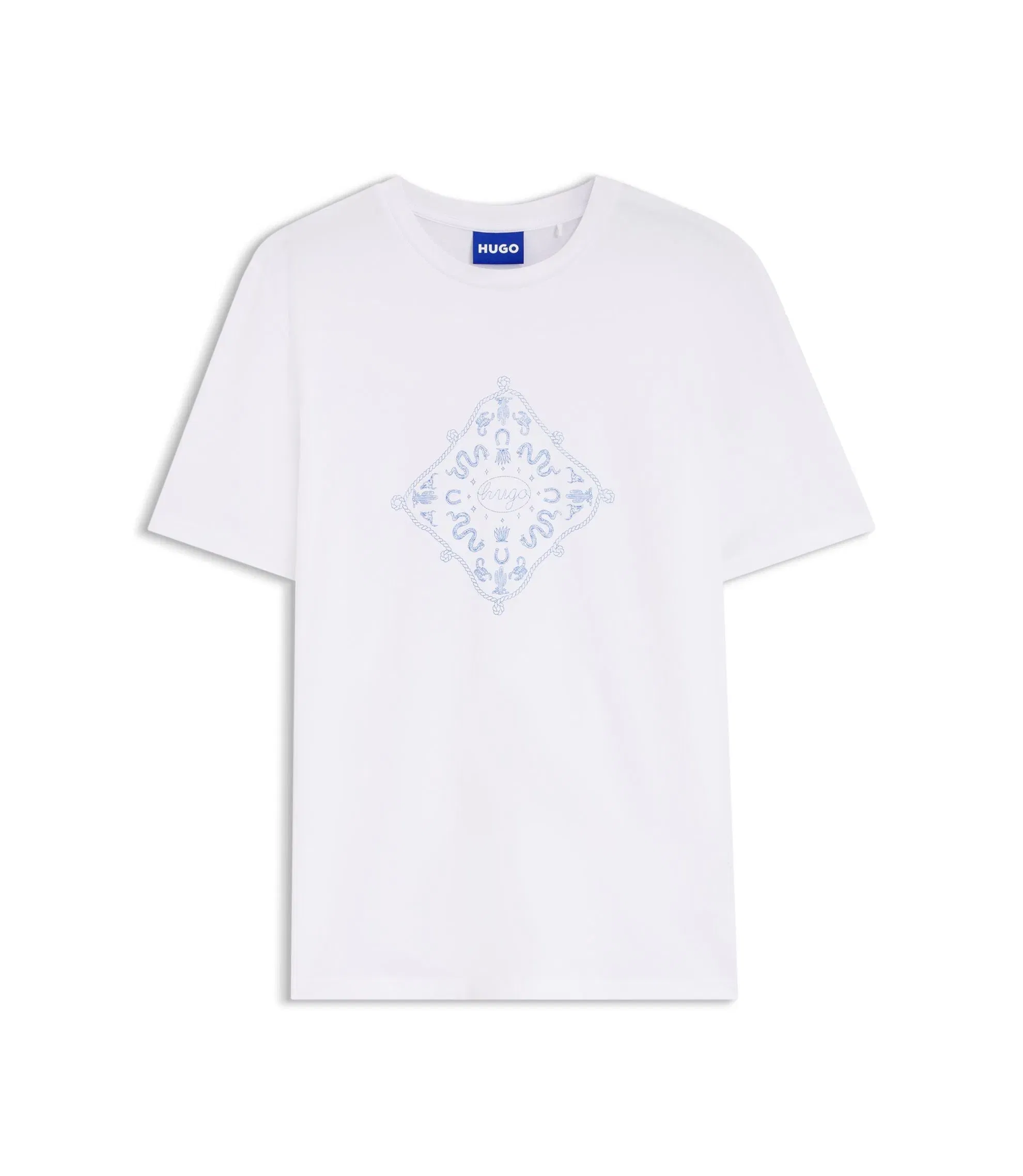 Hugo Crew Neck T-Shirt In Breathable Cotton White