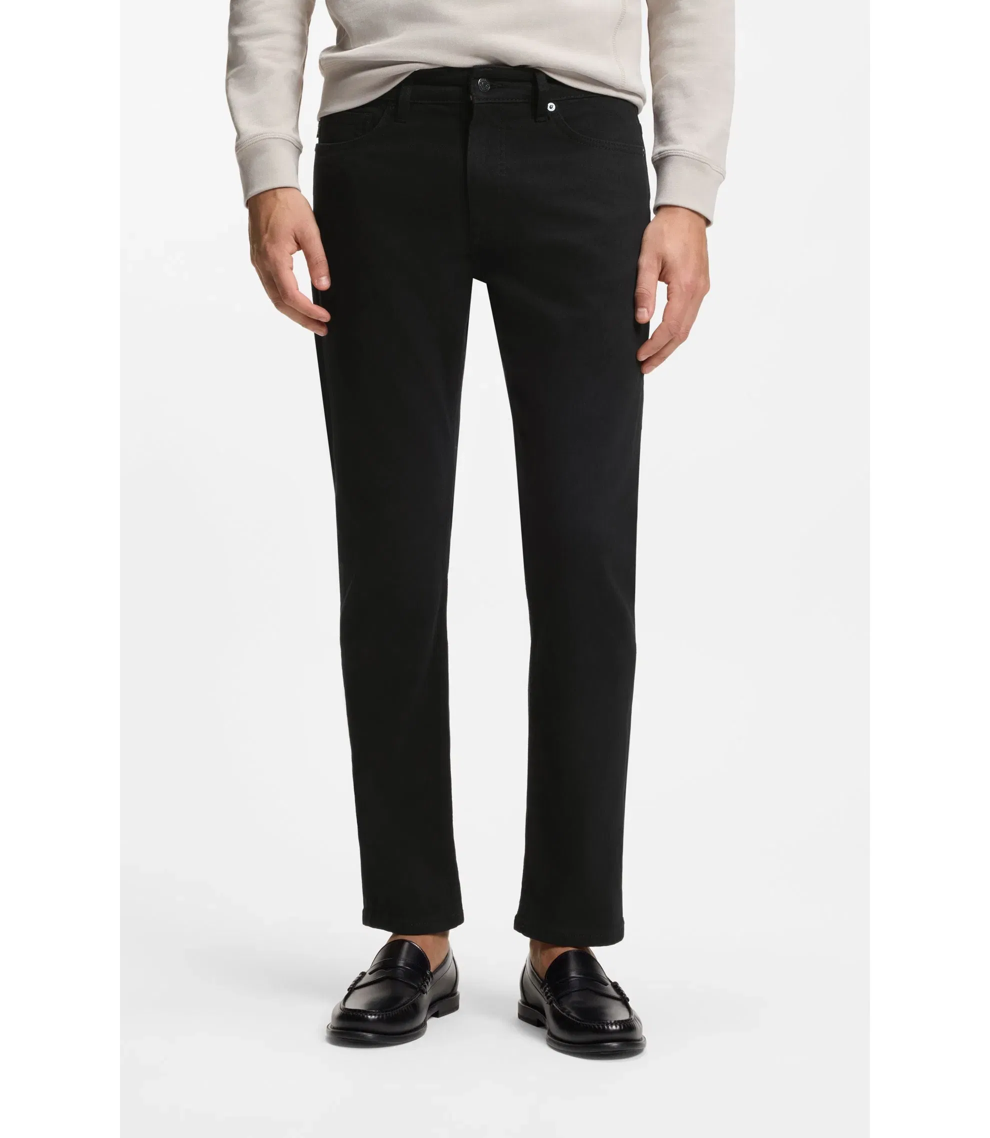 Boss Delaware Slim Fit Jeans In Stay Black Comfort Stretch Denim Black