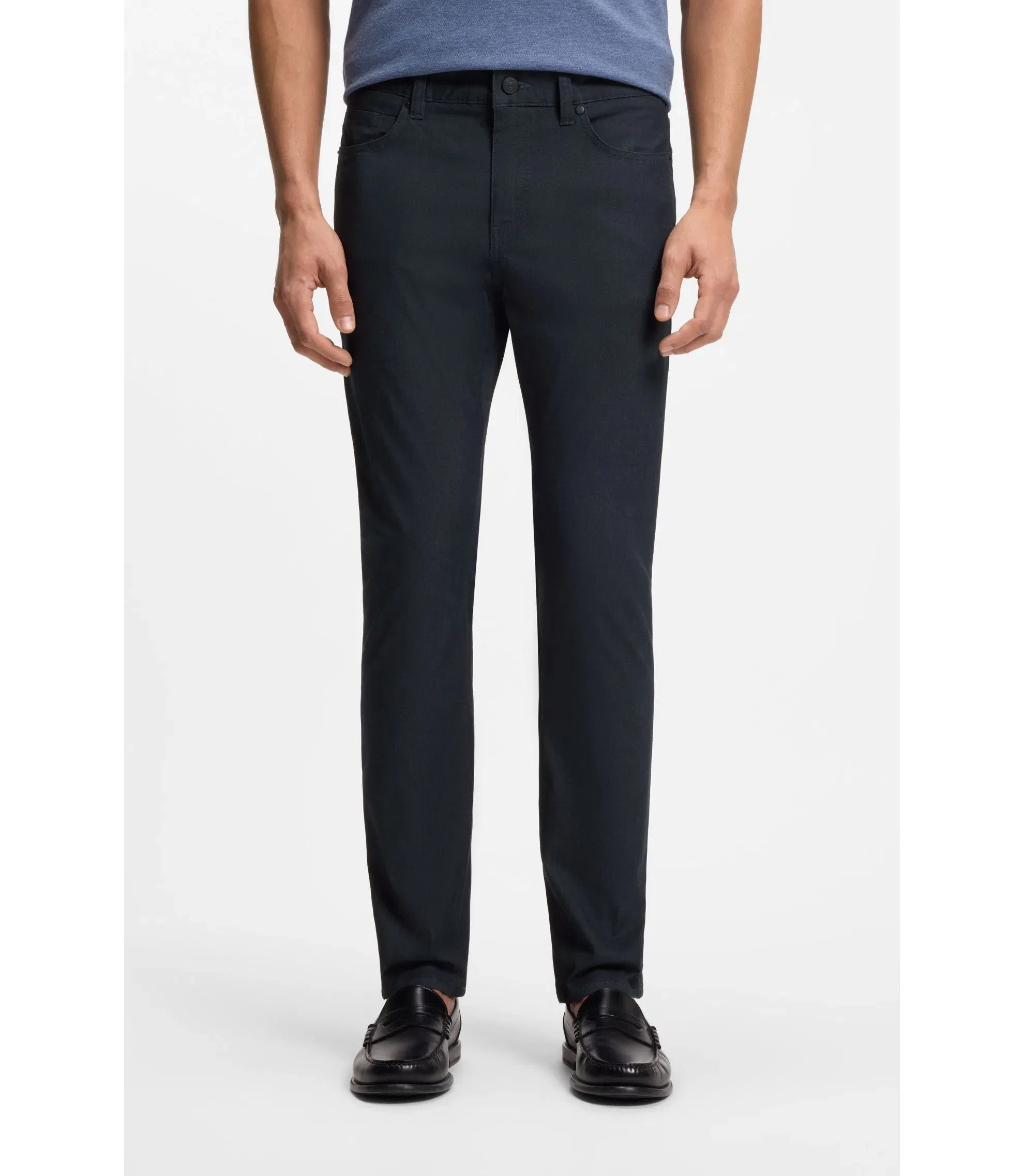 Boss Delaware Slim Fit Trousers In A Cotton Blend Dark Blue