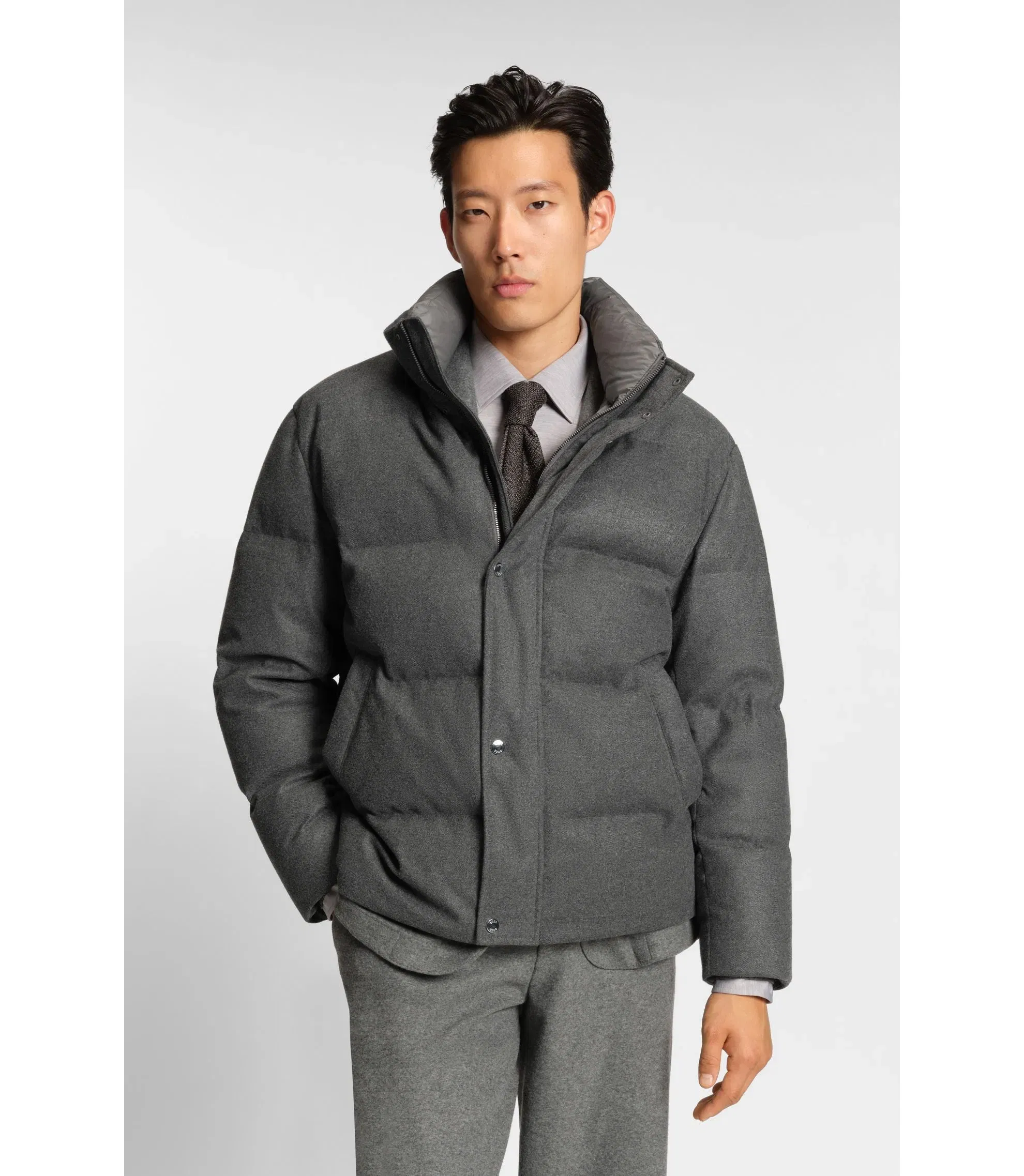 Boss Down Filled Jacket In Flannel Grey