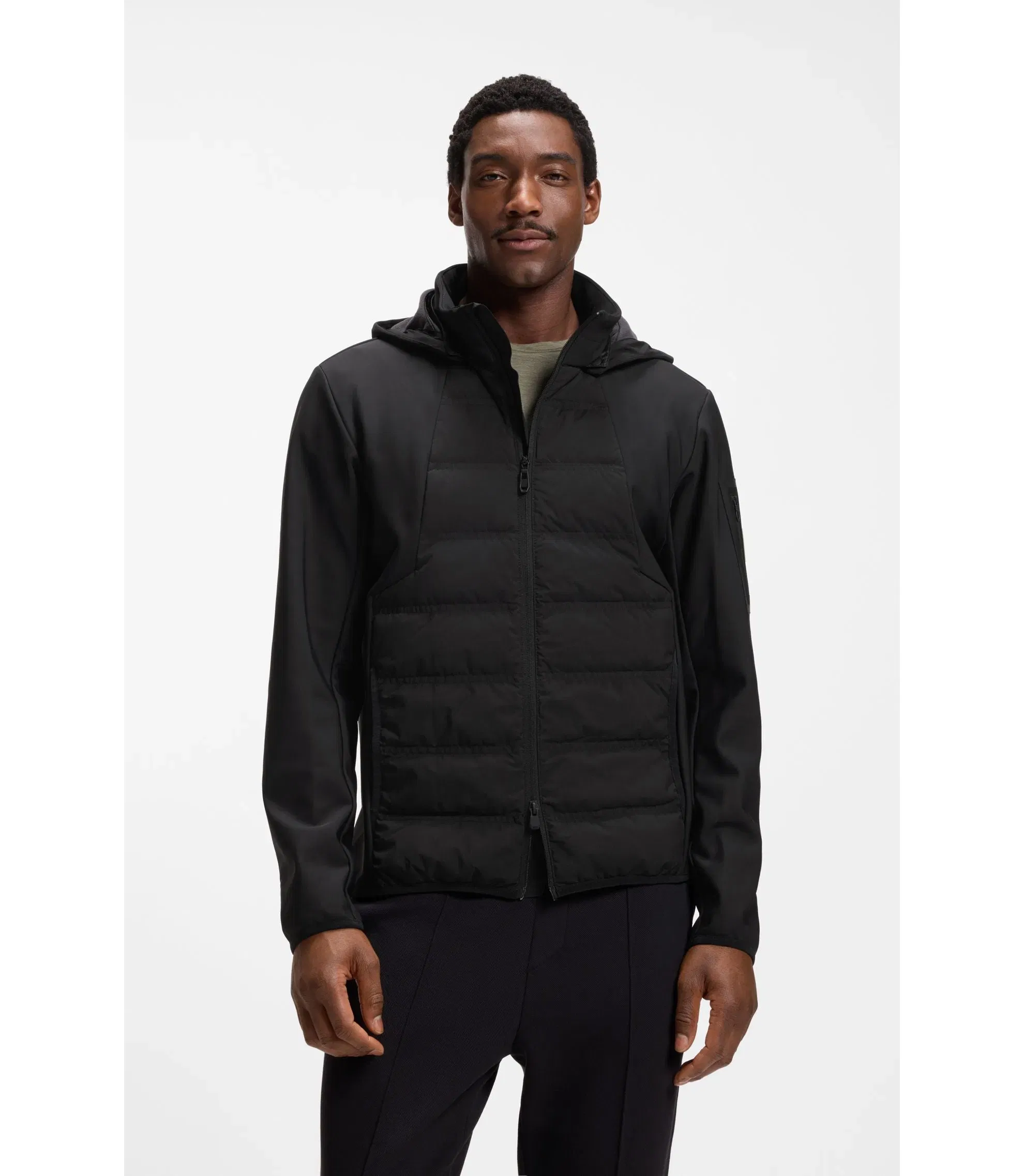 Boss Down Filled Jacket With Water Repellent Finish Black