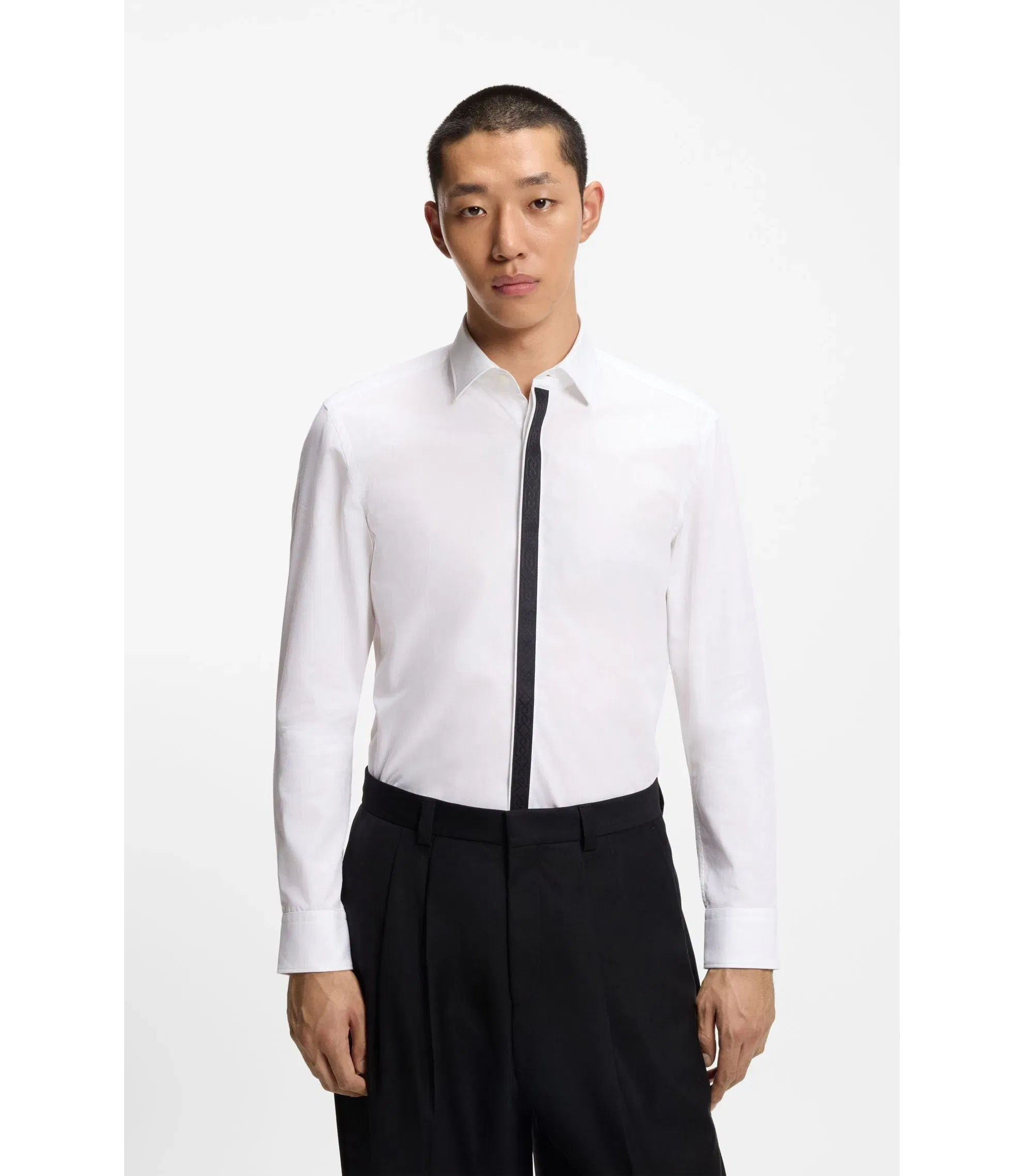 Hugo Easy Iron Slim Fit Shirt In Cotton Poplin White