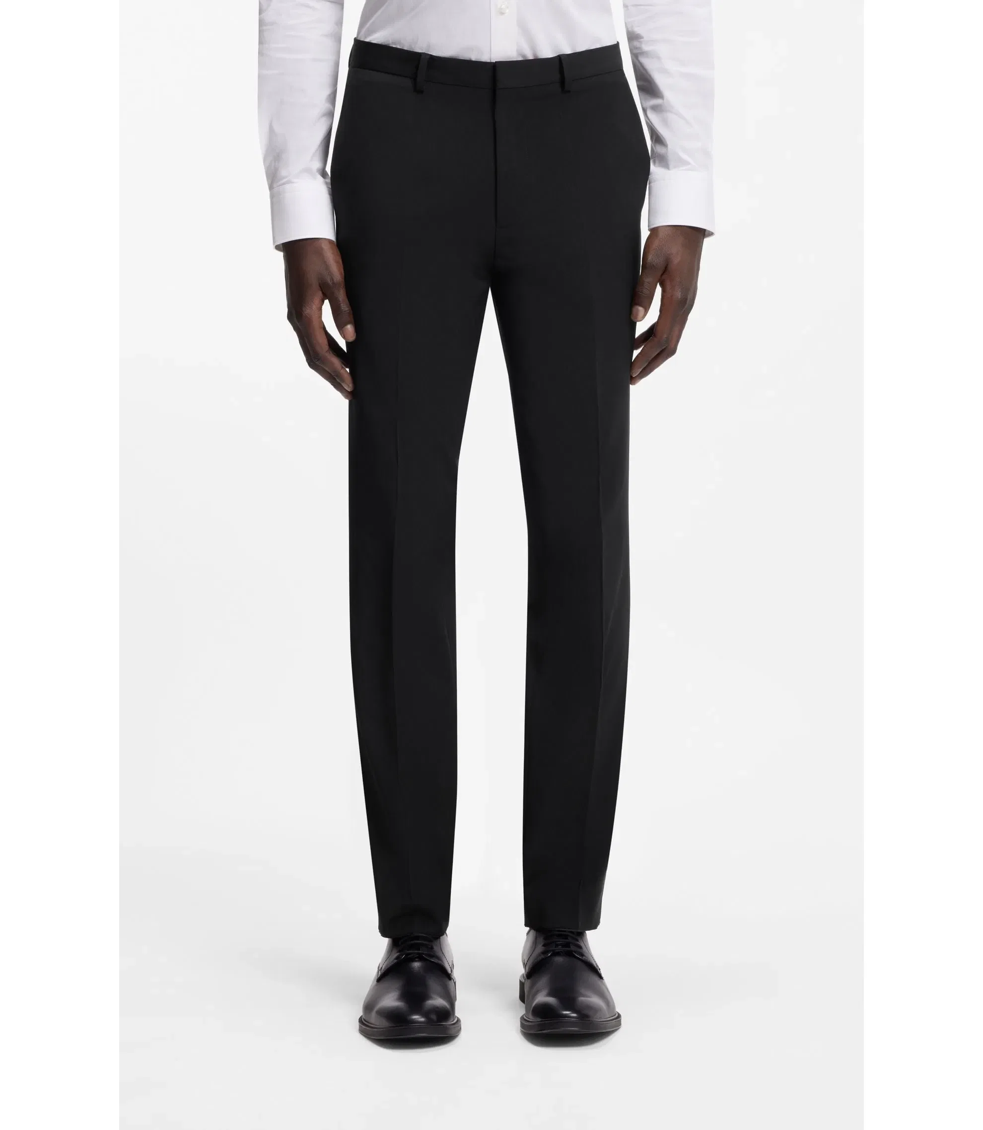Hugo Extra Slim Fit Trousers In A Wool Blend Black