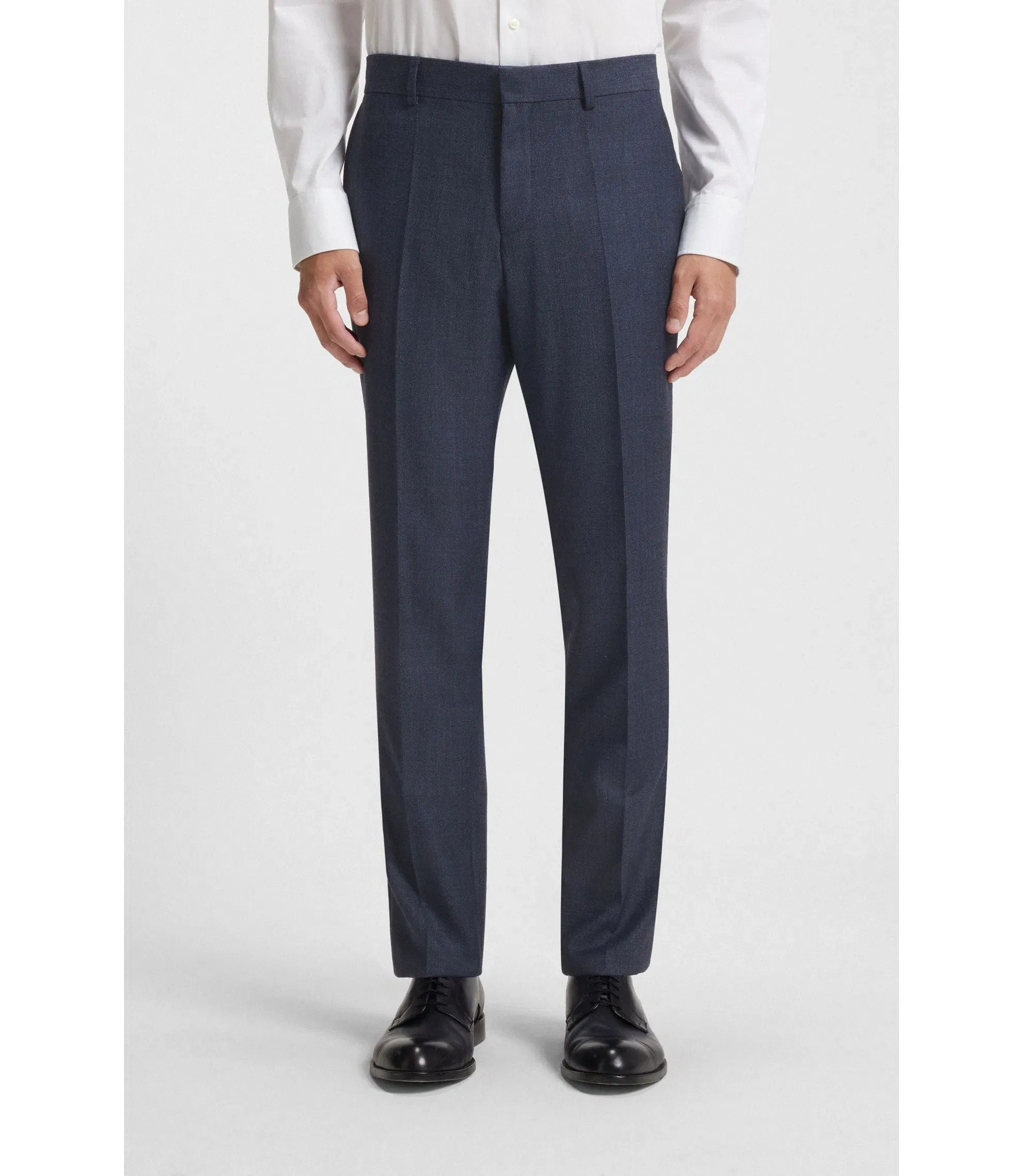 Boss Formal Trousers In Micro Patterned Virgin Wool Light Blue
