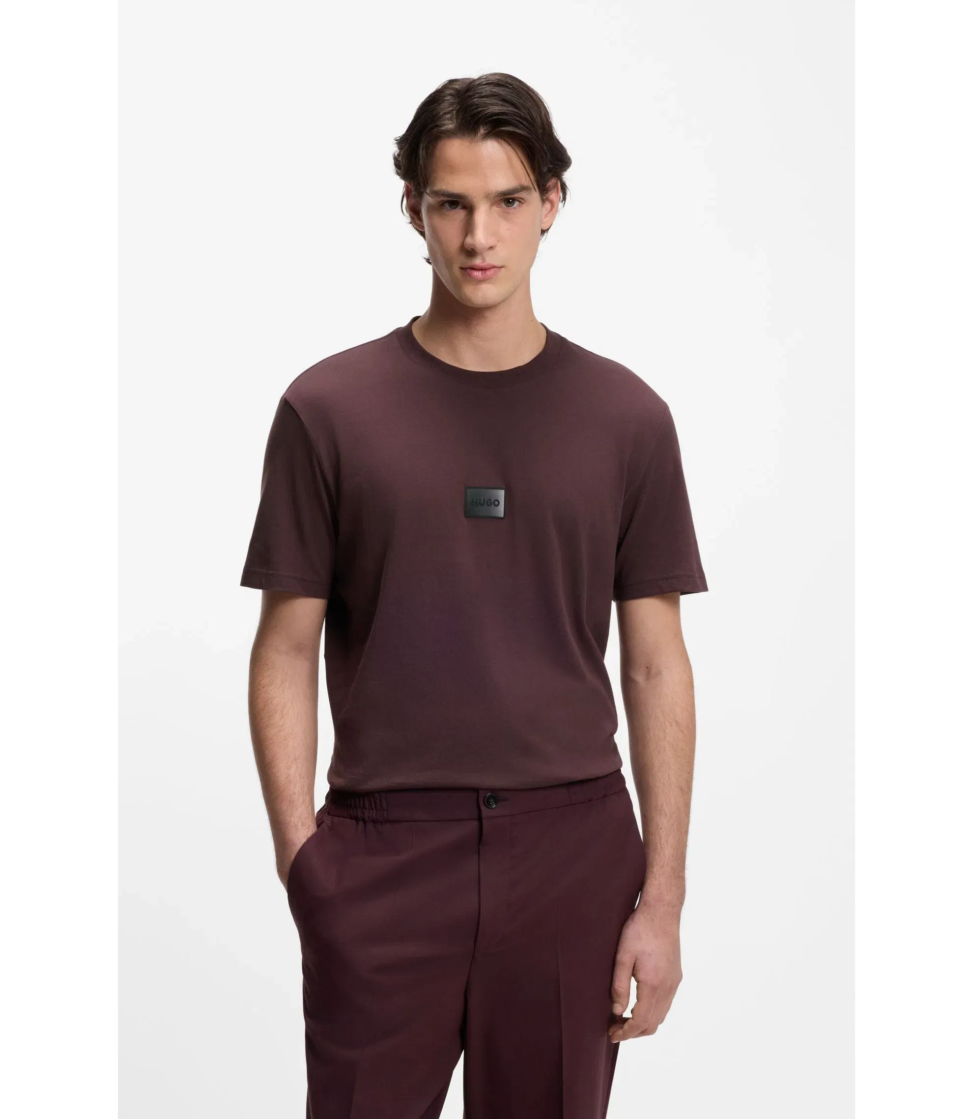 Hugo Gradient Logo T-Shirt In Cotton Jersey Light Brown