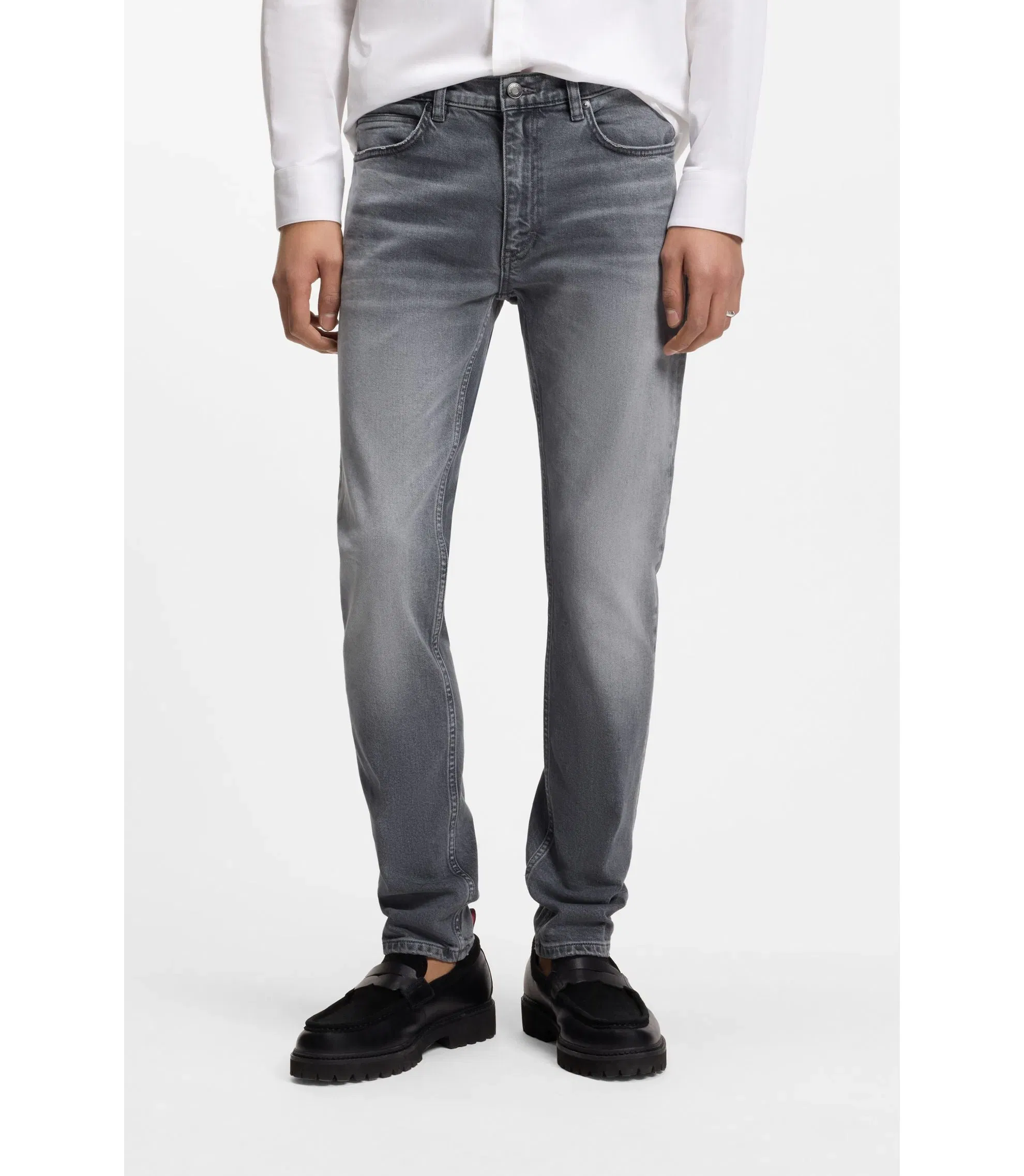 Hugo Grey Extra Slim Fit Jeans In Stretch Denim Silver