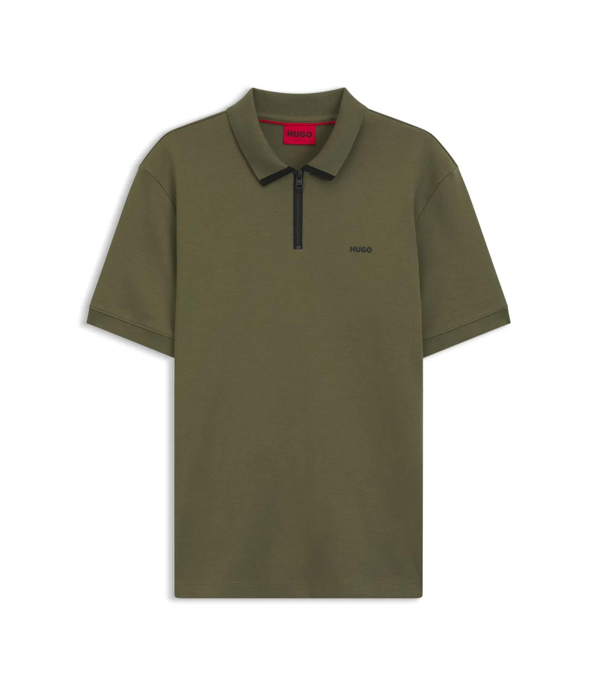 Hugo Contrast Logo Polo Shirt In Cotton Piqu Light Green