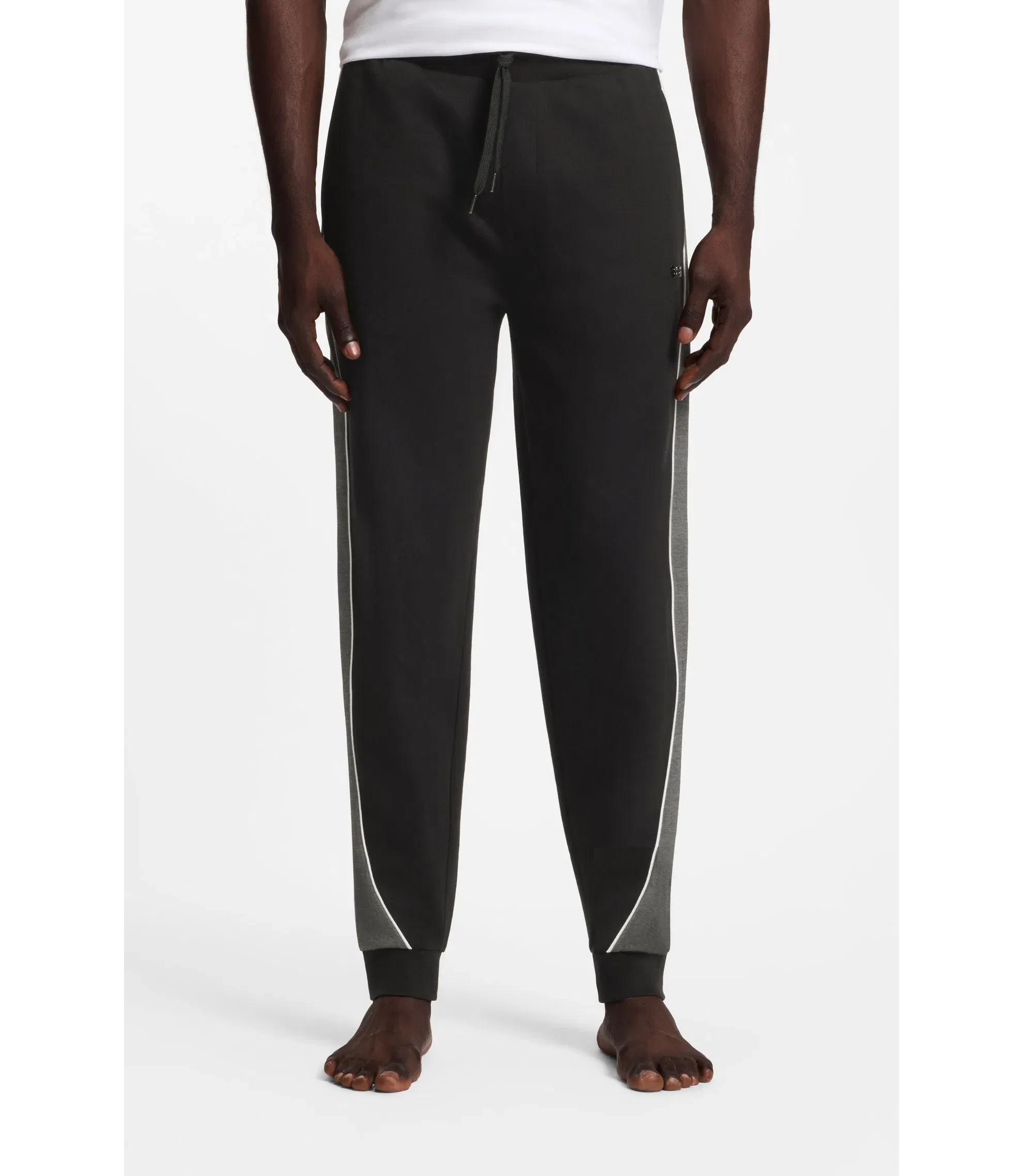 Boss Contrast Piping Tracksuit Bottoms In A Cotton Blend Black