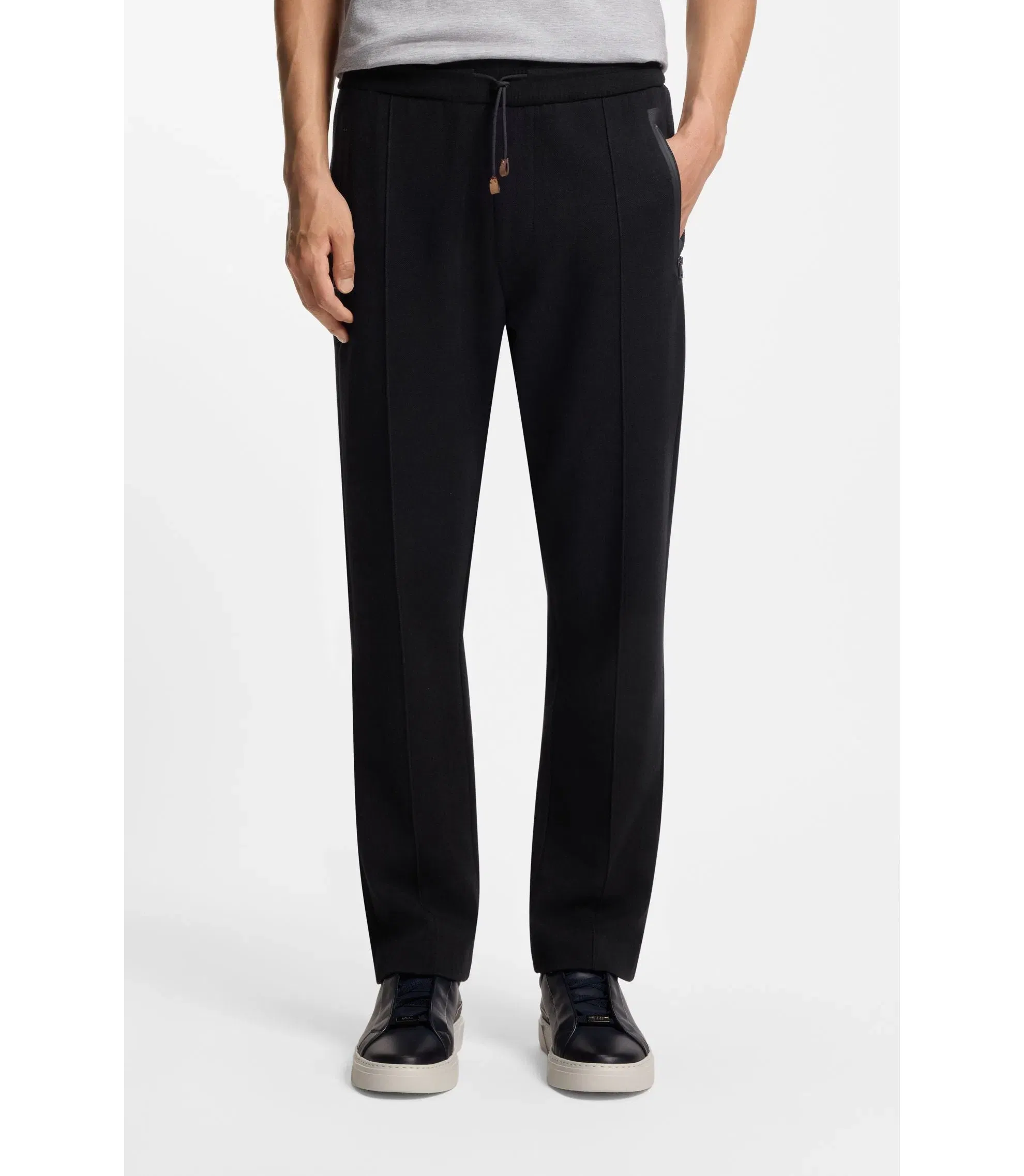 Boss Cotton Blend Tracksuit Bottoms In A Regular Fit Black