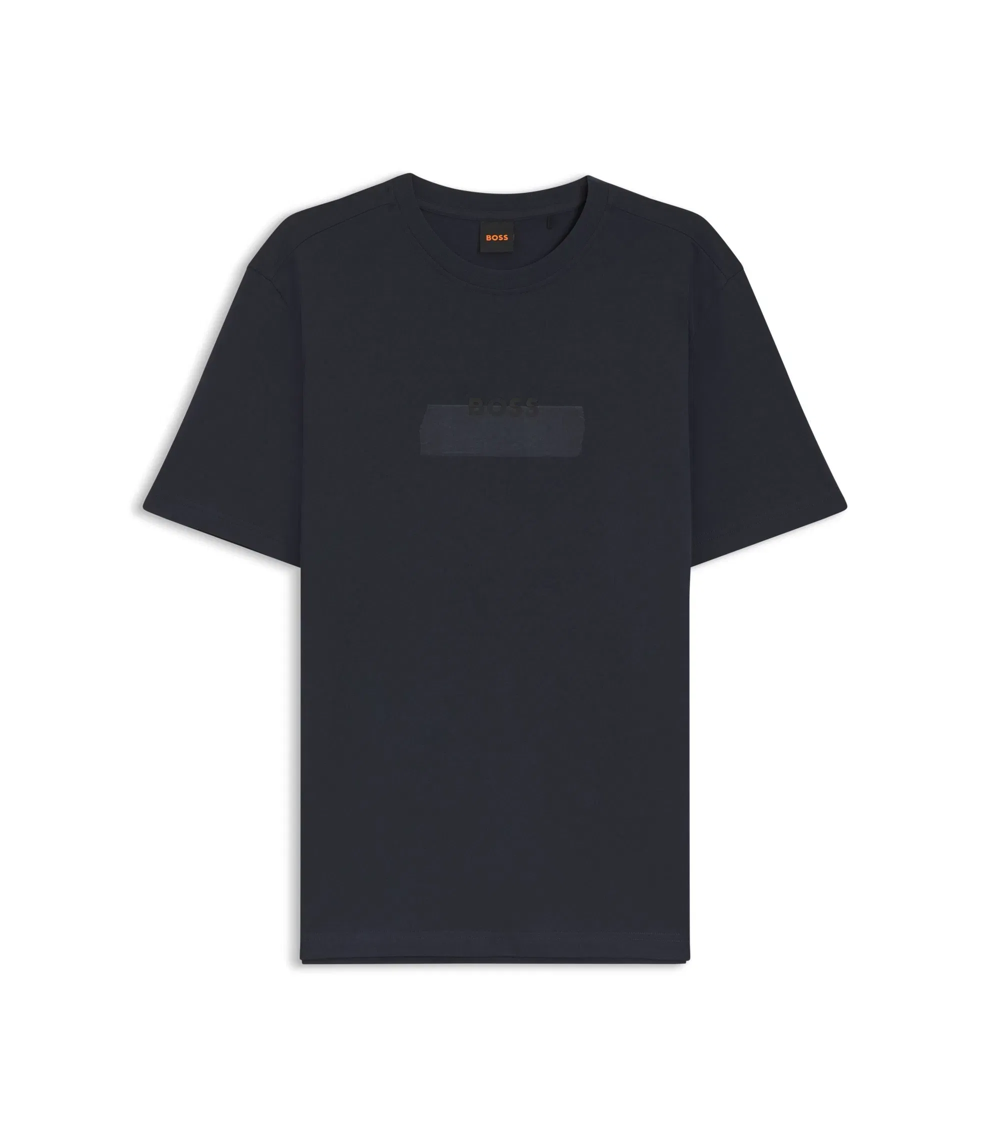 Boss Cotton Jersey T-Shirt With Logo Artwork Dark Blue