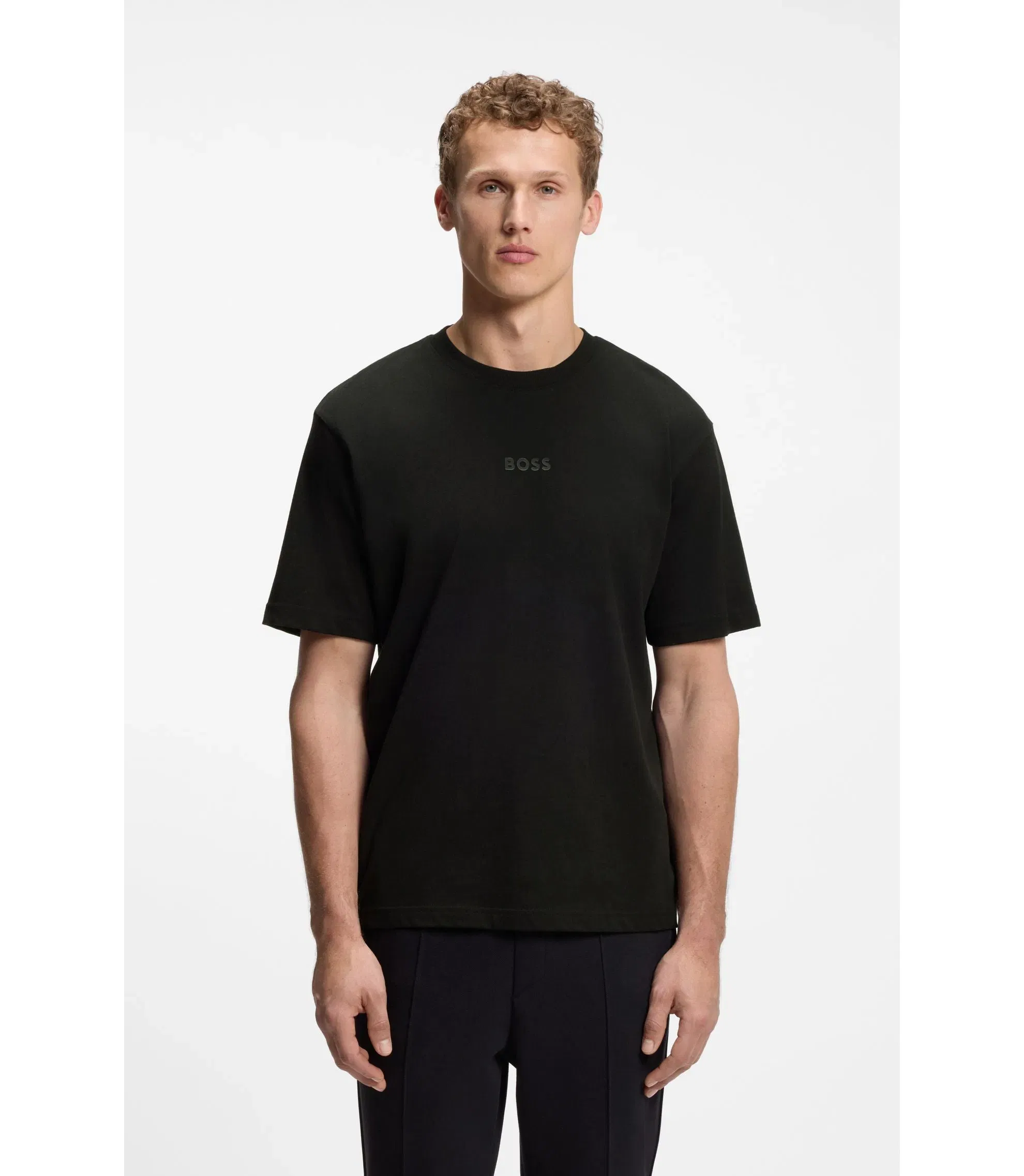 Boss Cotton Jersey T-Shirt With Logo Detail Black