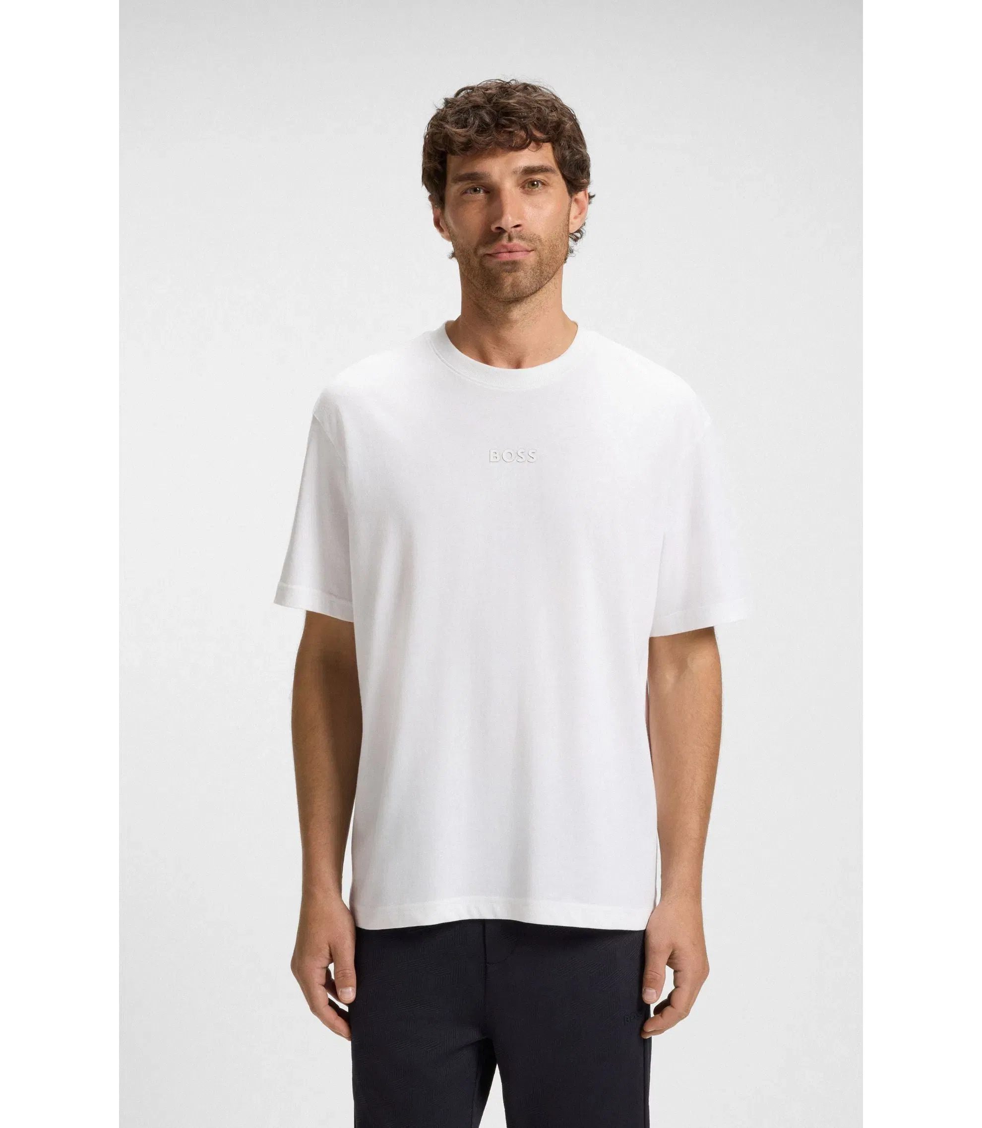 Boss Cotton Jersey T-Shirt With Logo Detail White